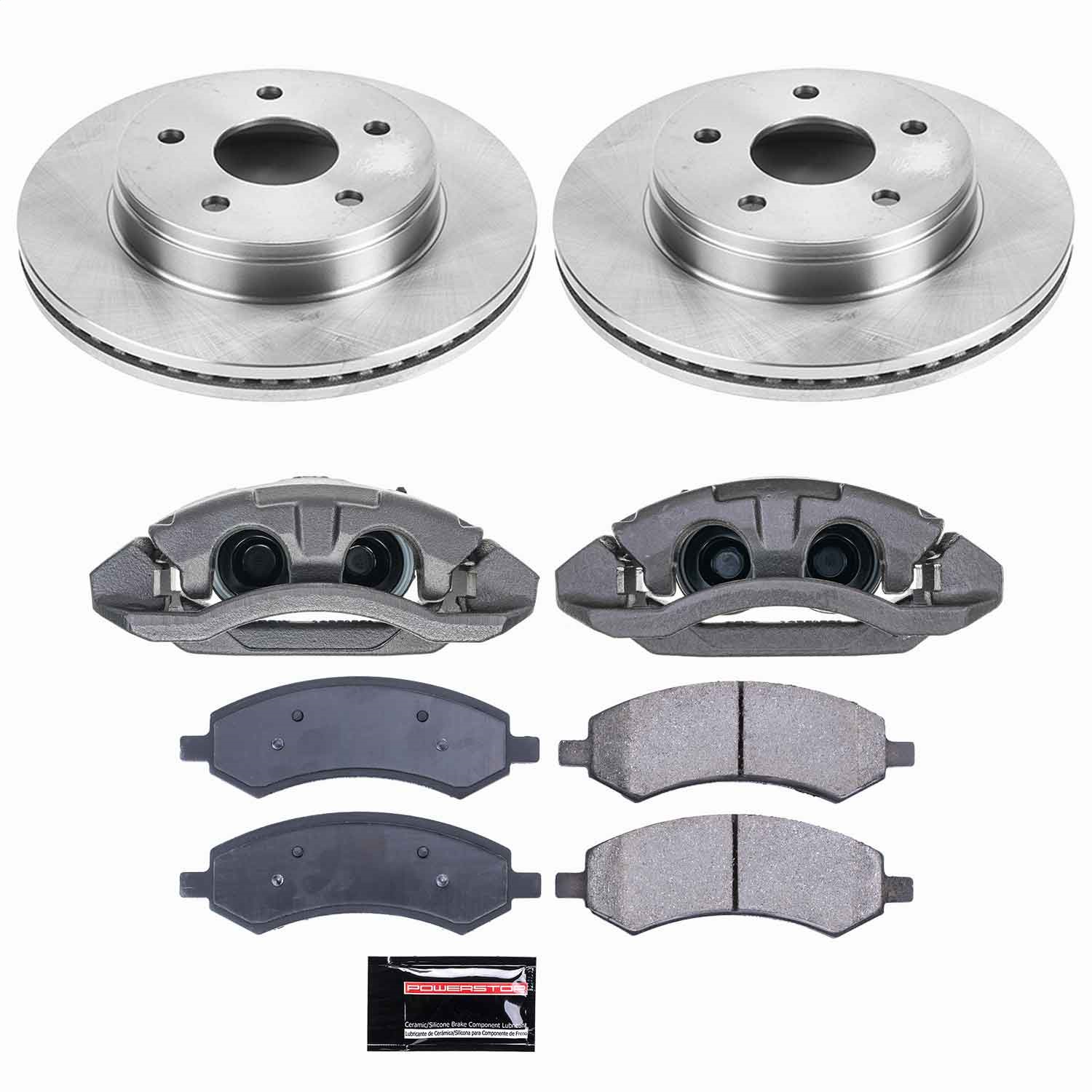 Power Stop - KCOE2163A - Front - Disc Brake Pad/Caliper and Rotor Kit