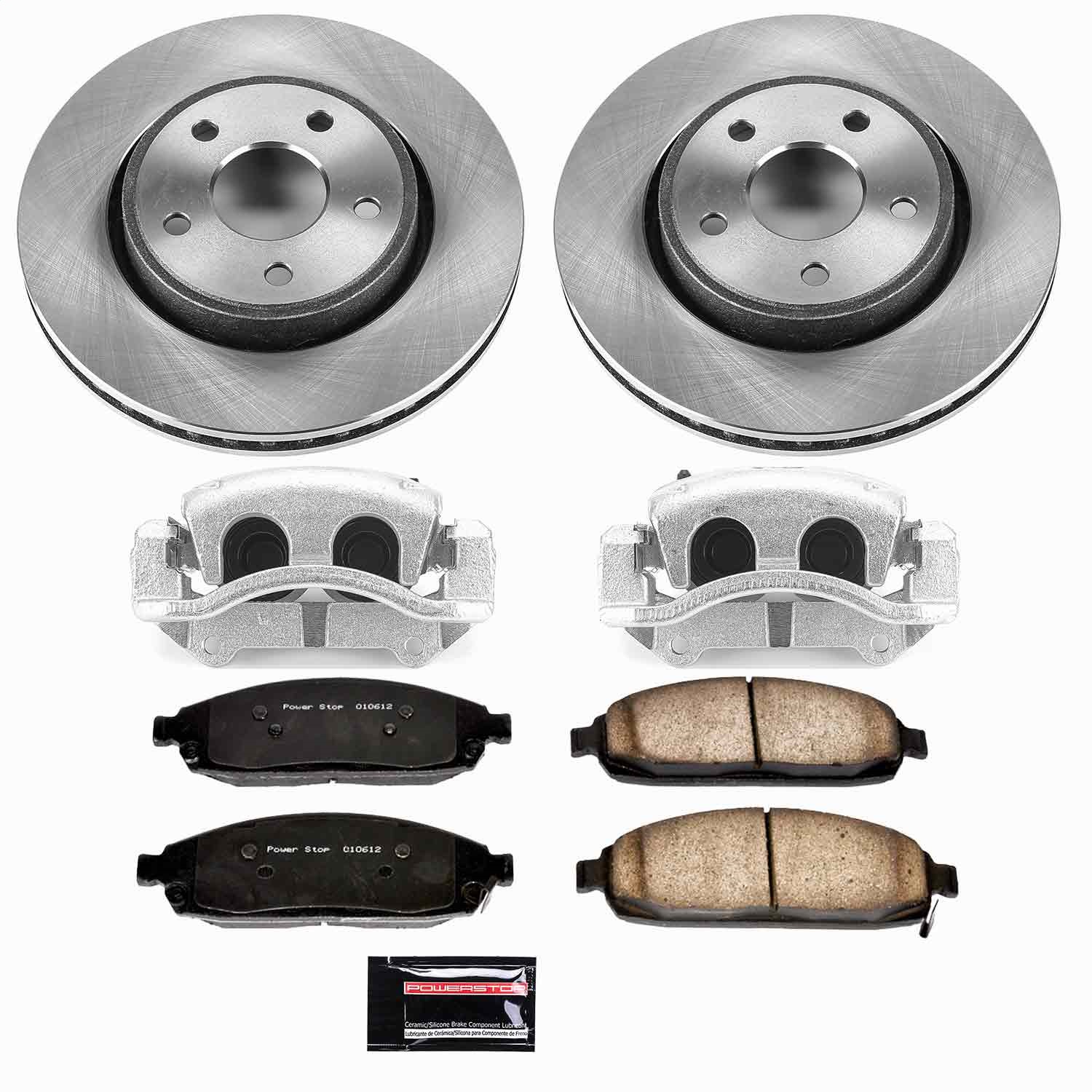 Power Stop - KCOE2219 - Front - Disc Brake Pad/Caliper and Rotor Kit