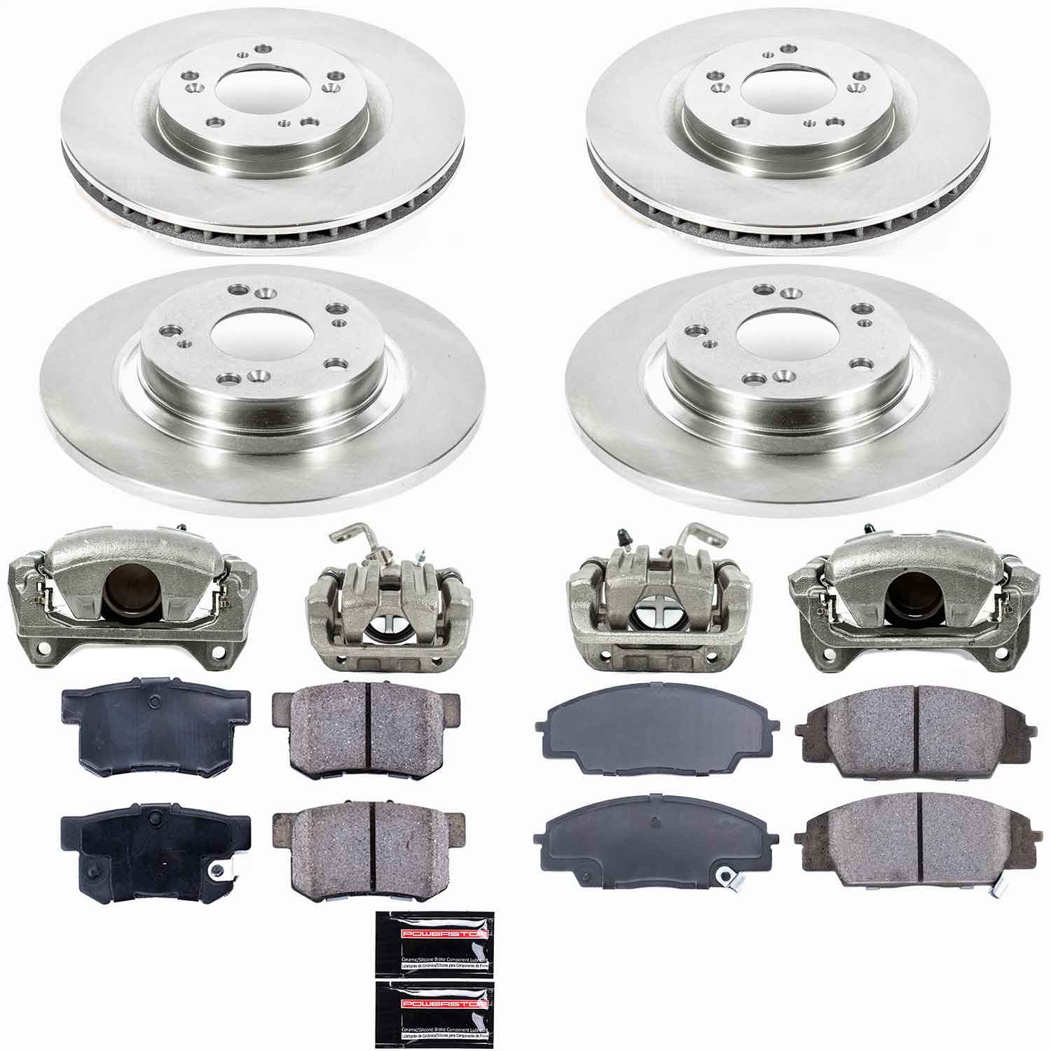 Power Stop - KCOE2277 - Front and Rear - Disc Brake Pad/Caliper and Rotor Kit
