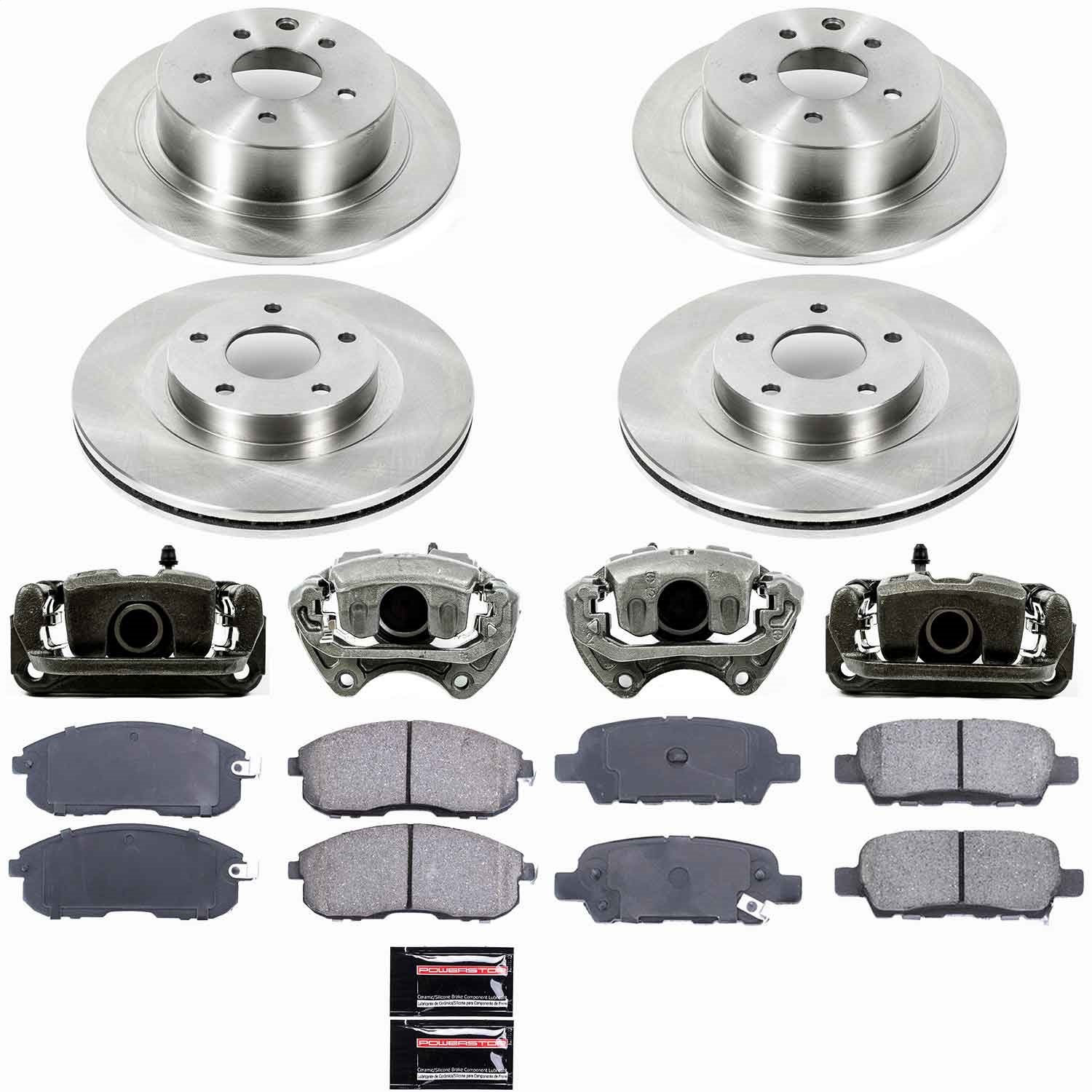 Power Stop - KCOE2283 - Front and Rear - Disc Brake Pad/Caliper and Rotor Kit