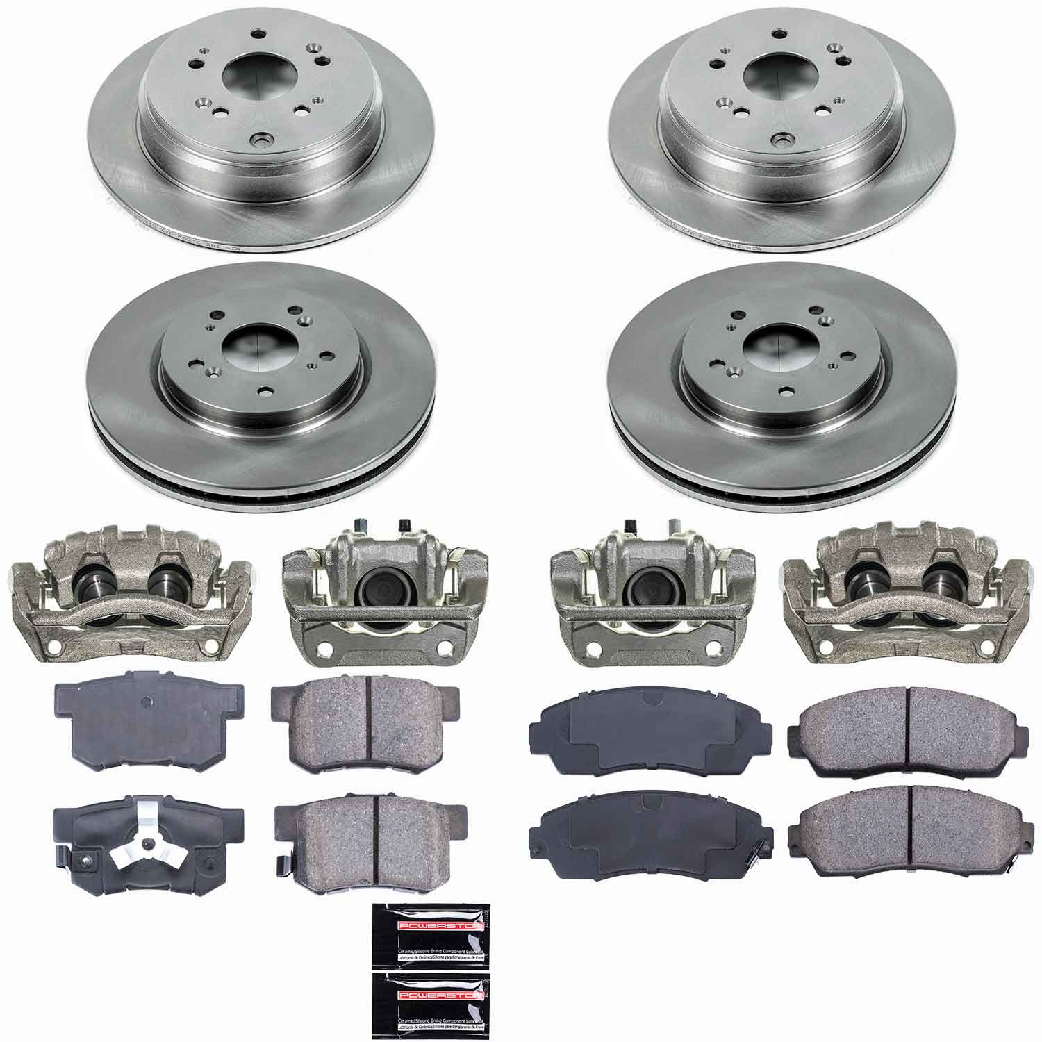 Power Stop - KCOE229 - Front and Rear - Disc Brake Pad/Caliper and Rotor Kit
