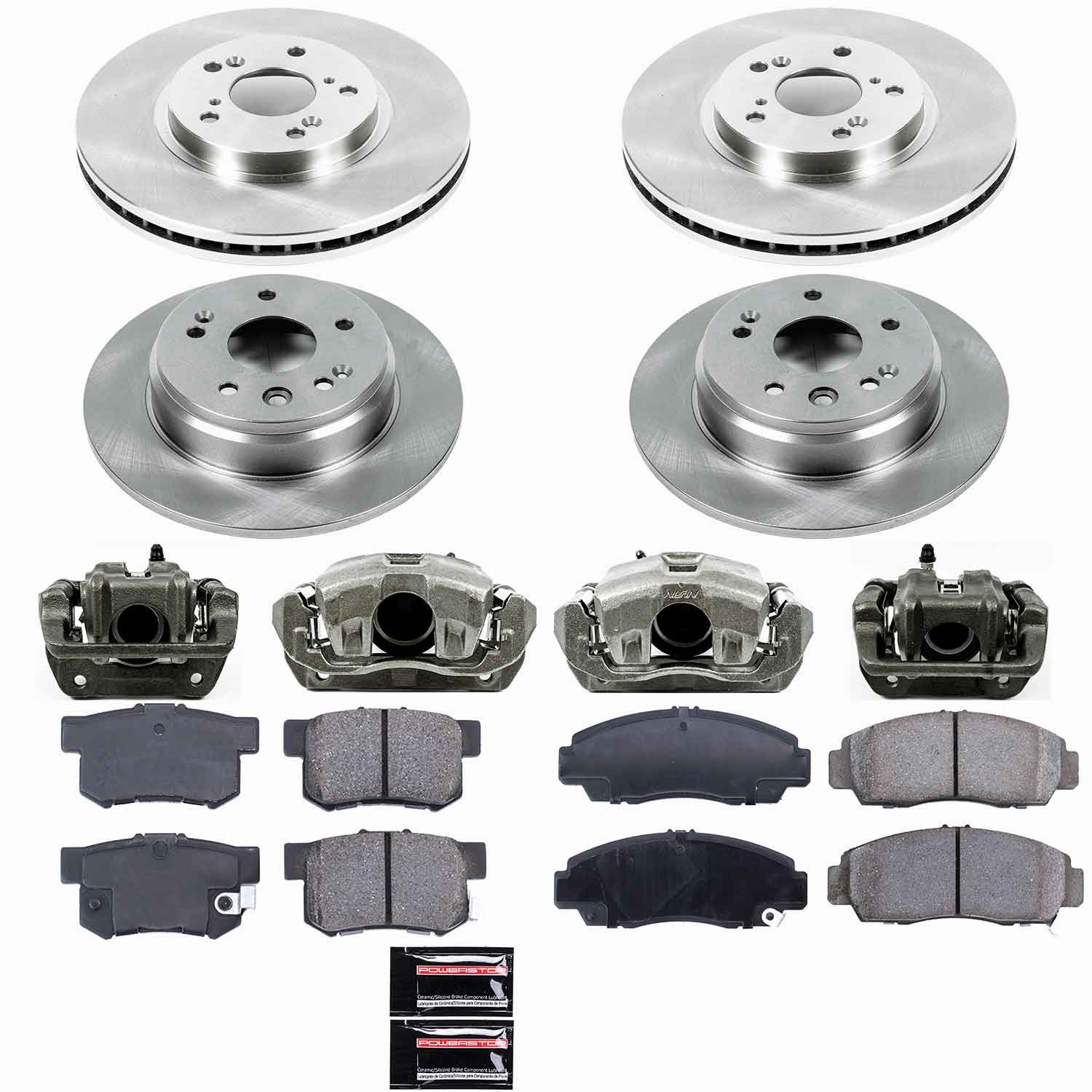 Power Stop - KCOE2295 - Front and Rear - Disc Brake Pad/Caliper and Rotor Kit