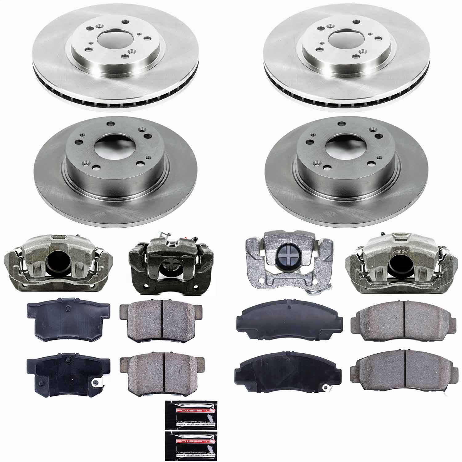 Power Stop - KCOE2297 - Front and Rear - Disc Brake Pad/Caliper and Rotor Kit