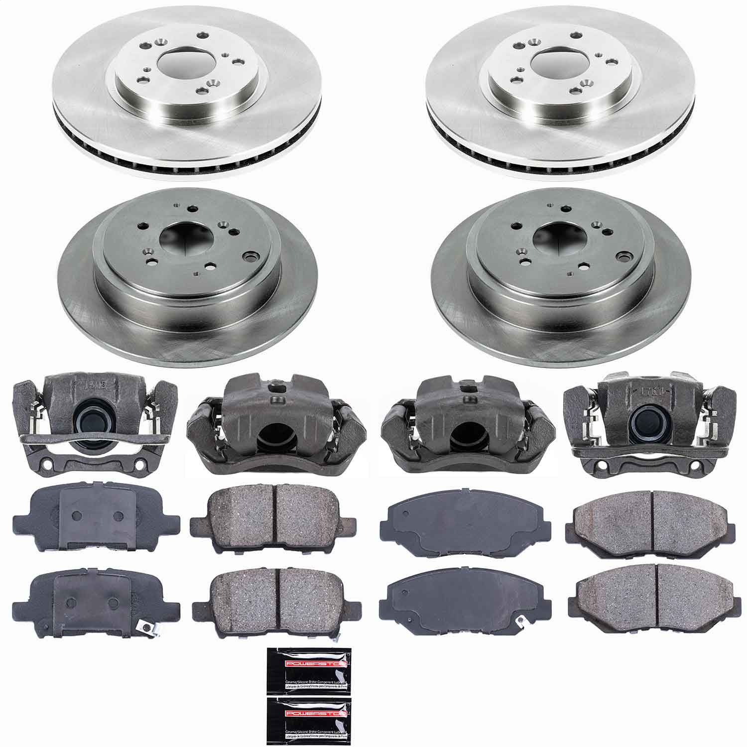 Power Stop - KCOE2303 - Front and Rear - Disc Brake Pad/Caliper and Rotor Kit