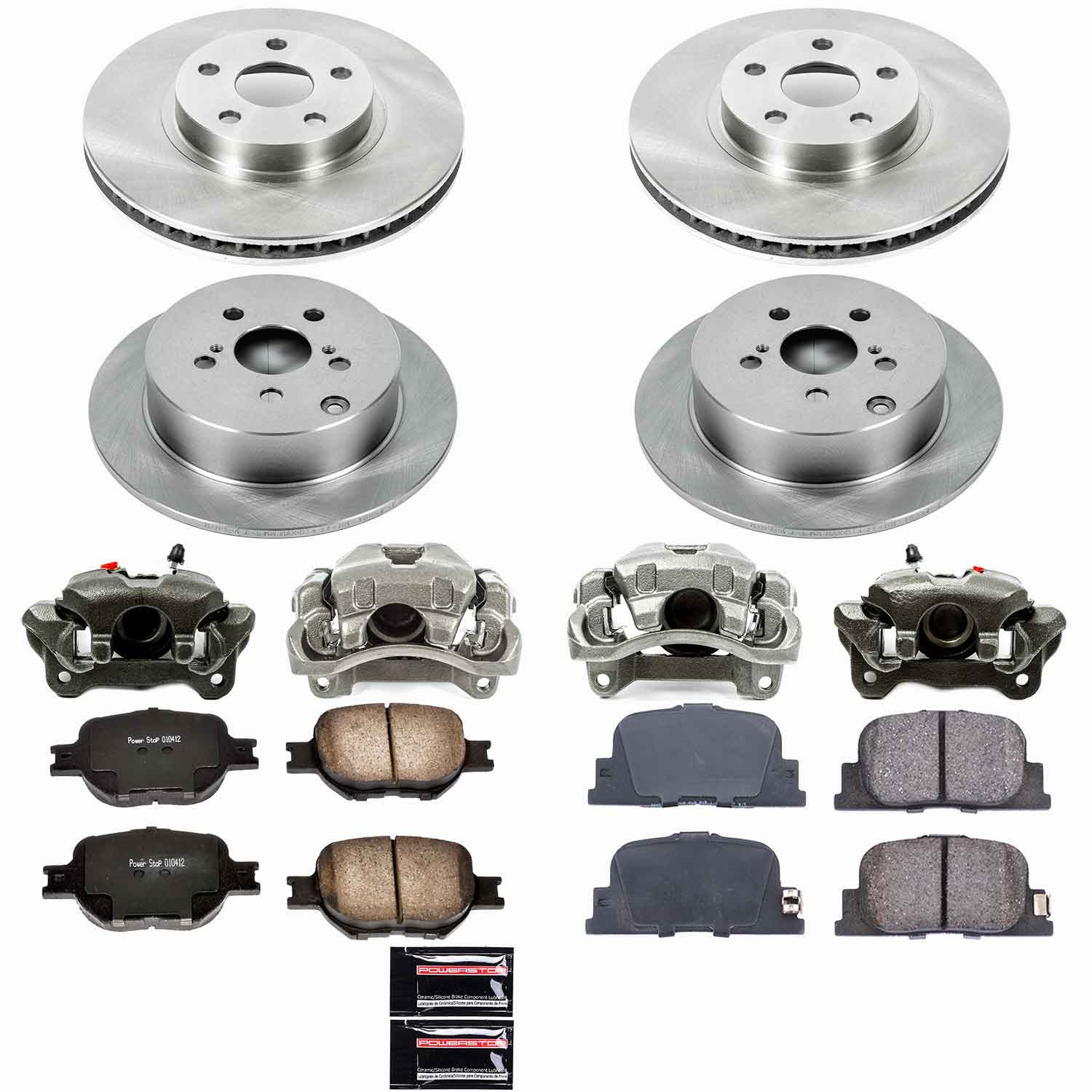 Power Stop - KCOE2315 - Front and Rear - Disc Brake Pad/Caliper and Rotor Kit
