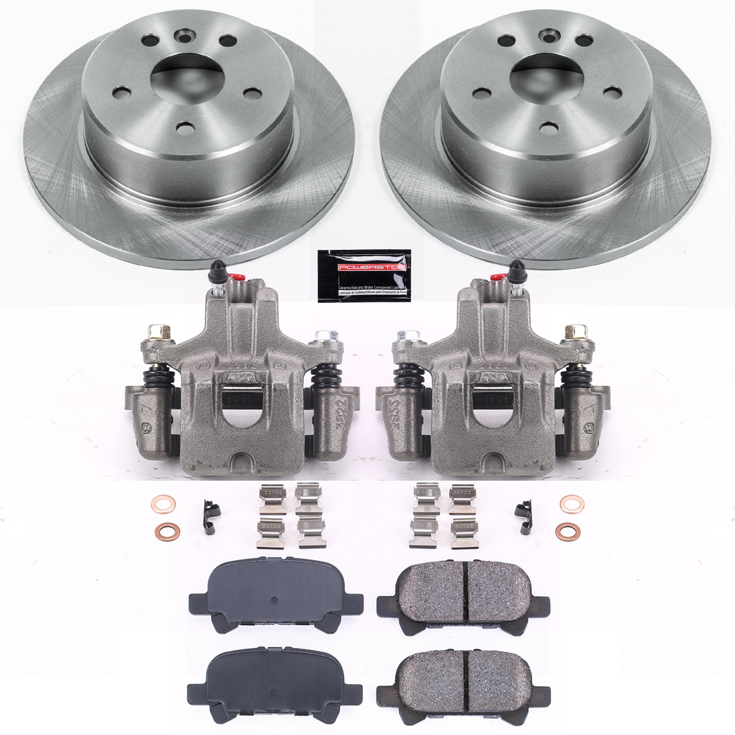 Power Stop - KCOE2322 - Rear - Disc Brake Pad/Caliper and Rotor Kit