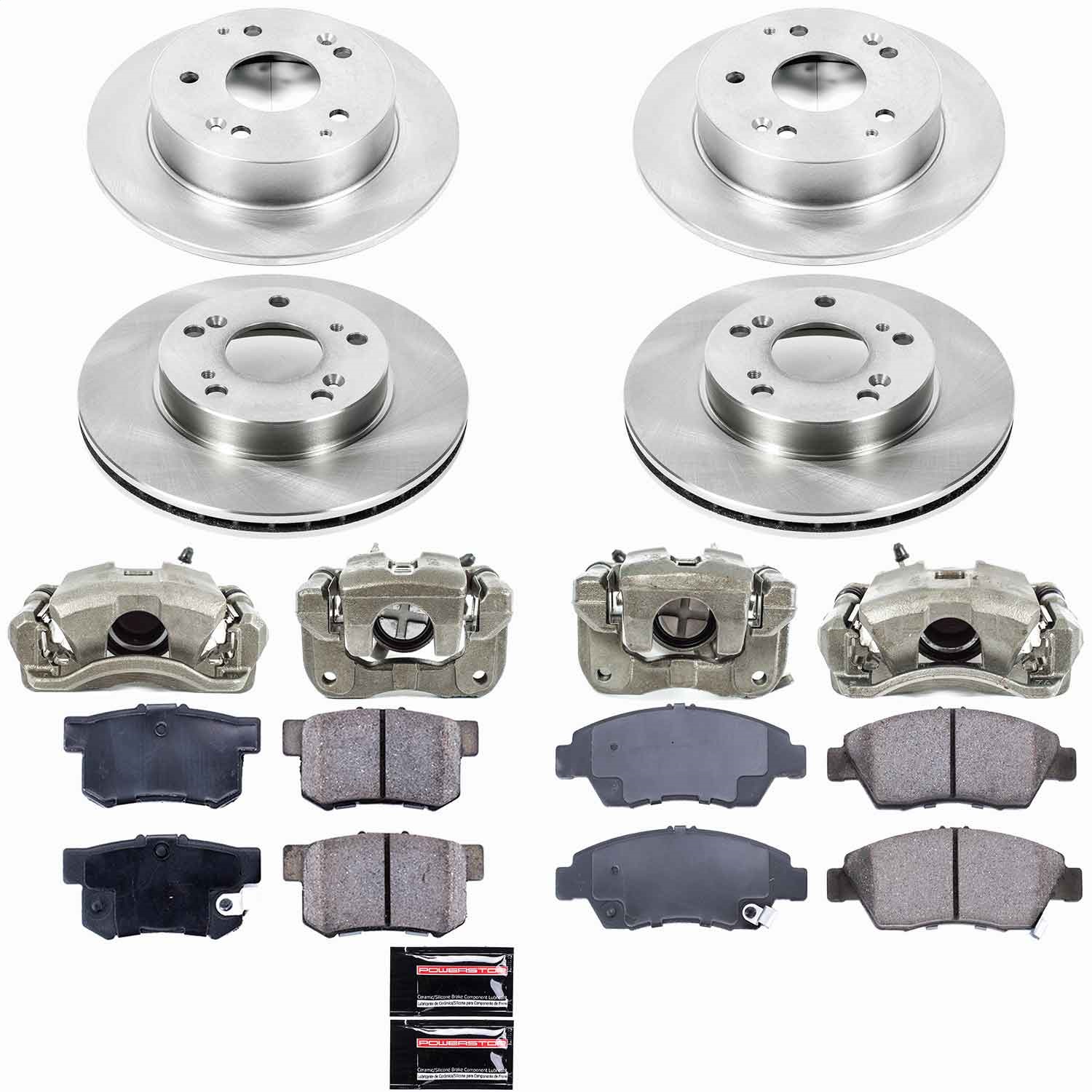 Power Stop - KCOE2387 - Front and Rear - Disc Brake Pad/Caliper and Rotor Kit