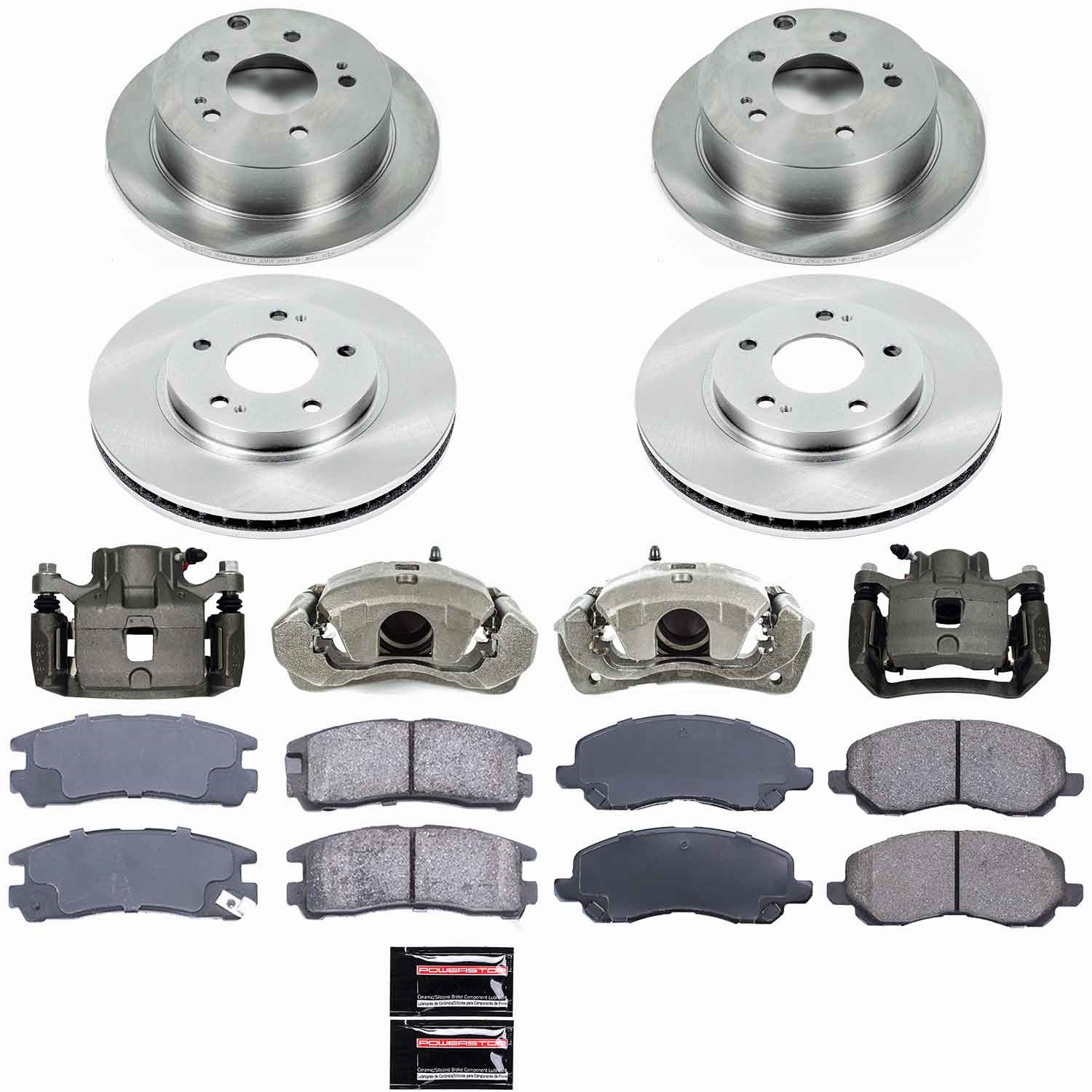 Power Stop - KCOE2395 - Front and Rear - Disc Brake Pad/Caliper and Rotor Kit