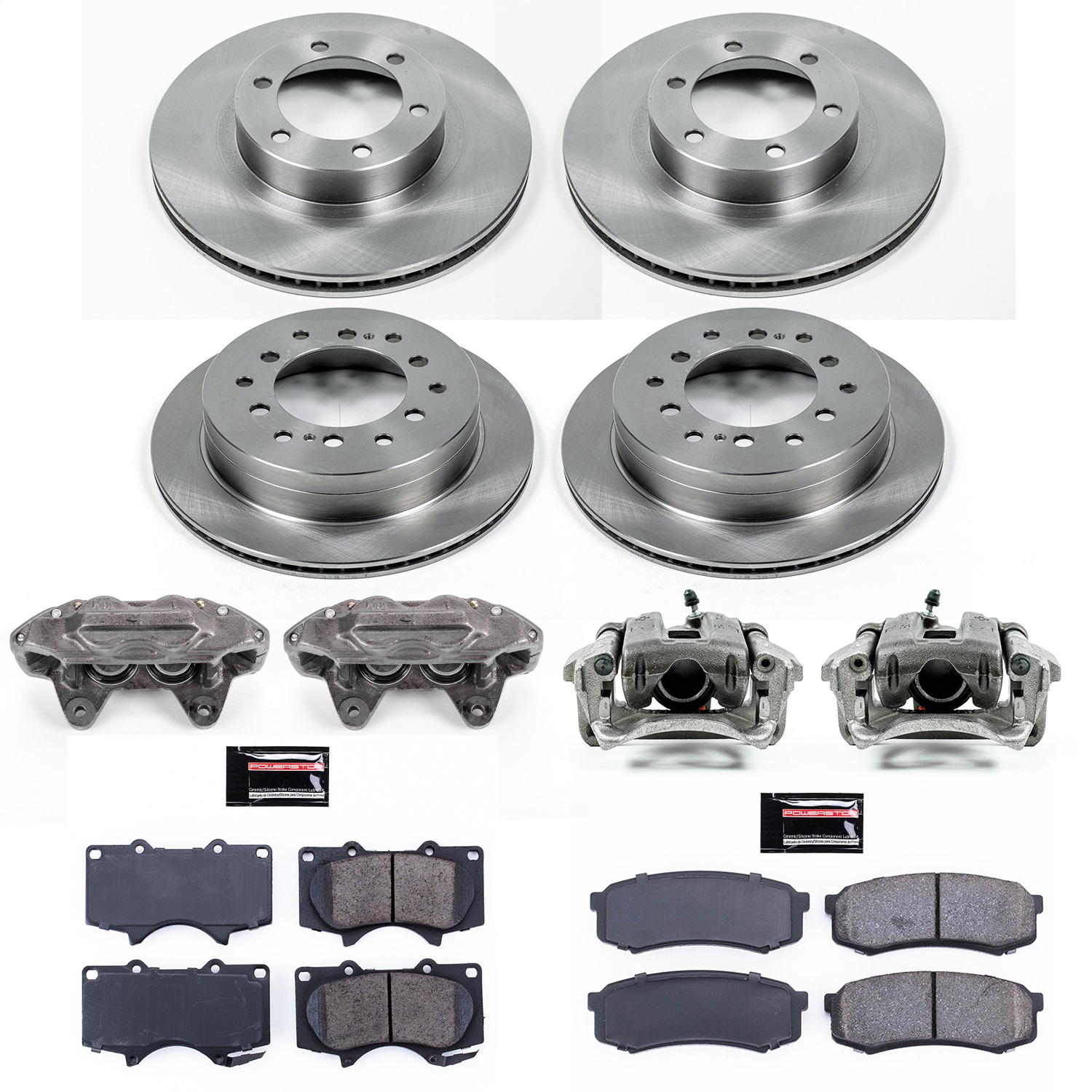 Power Stop - KCOE2422A - Front and Rear - Disc Brake Pad/Caliper and Rotor Kit
