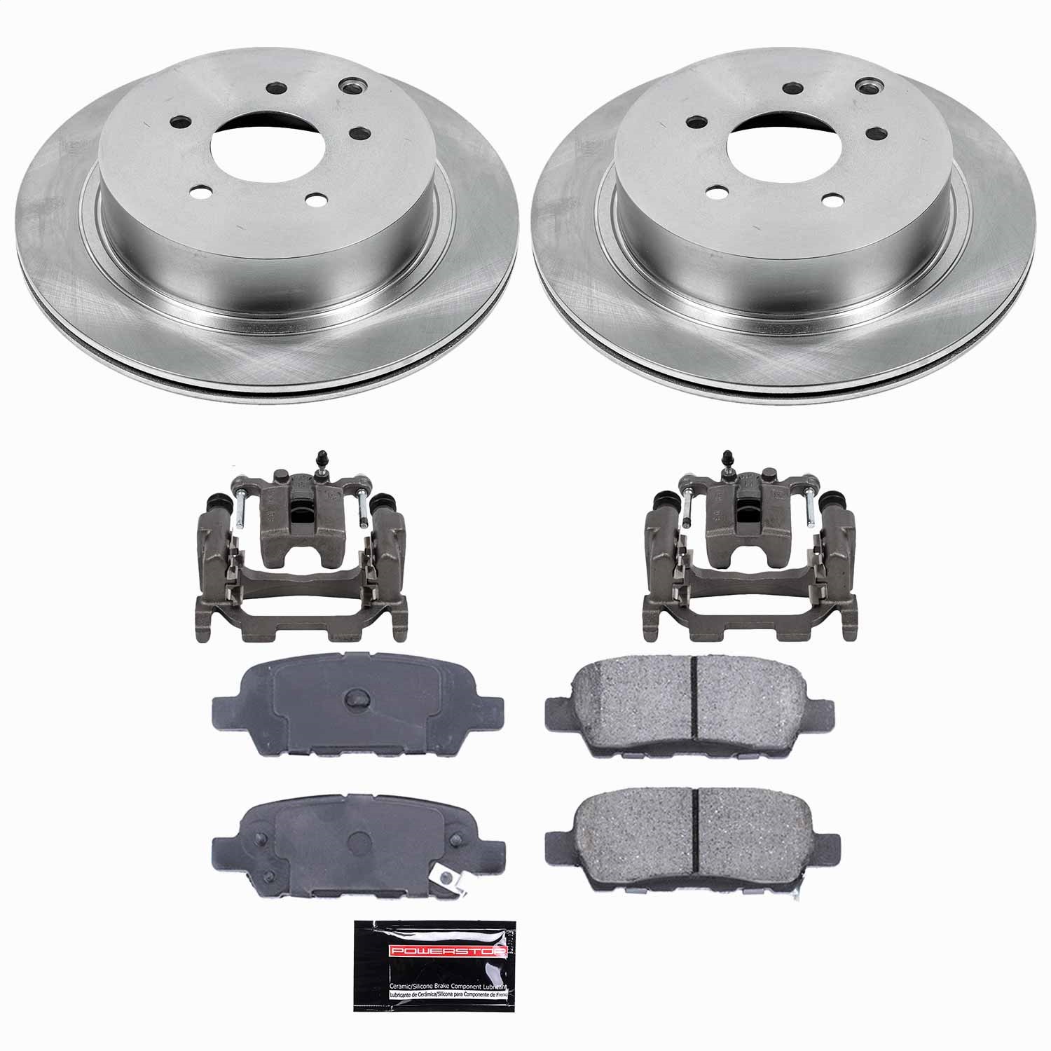 Power Stop - KCOE2427A - Rear - Disc Brake Pad/Caliper and Rotor Kit