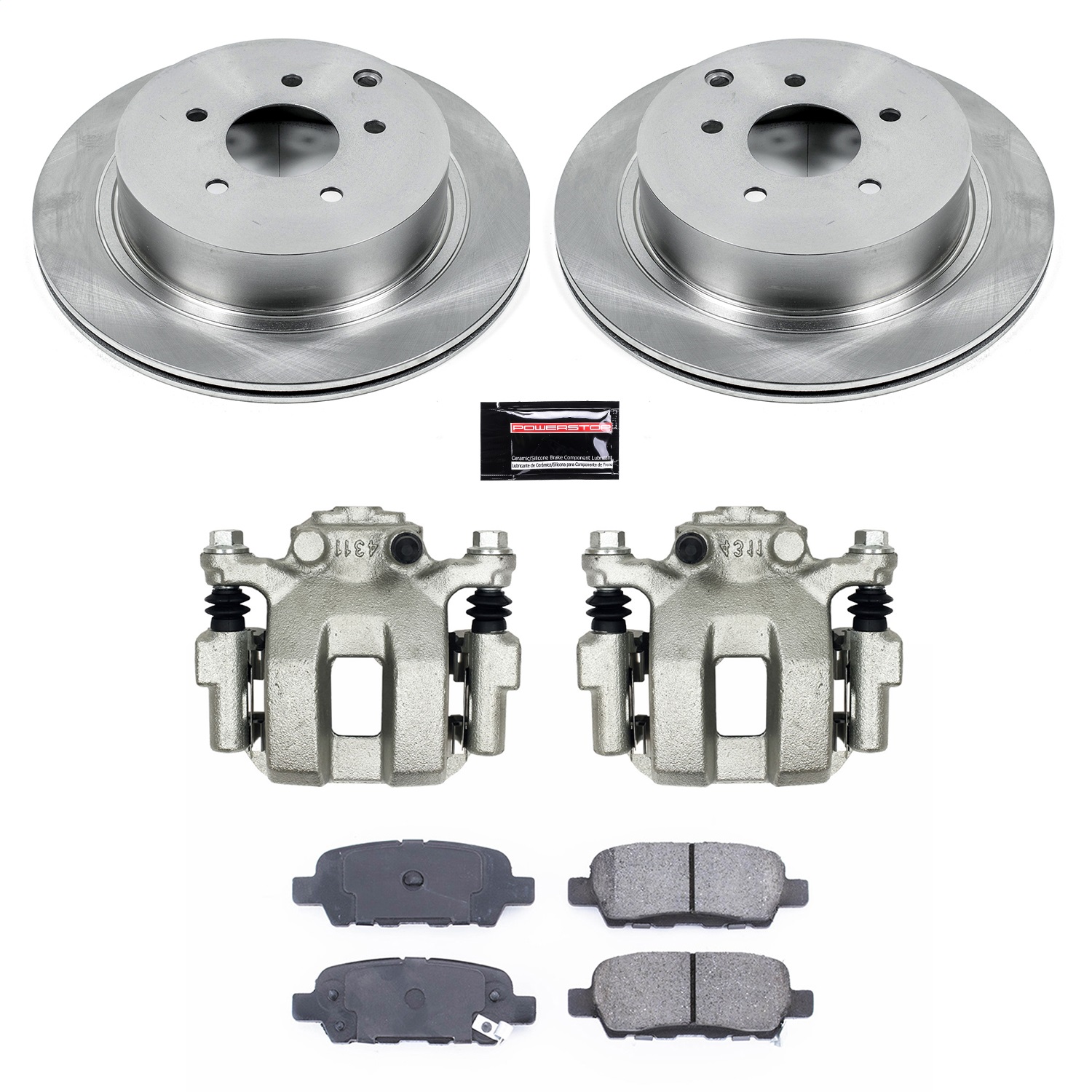 Power Stop - KCOE2427B - Rear - Disc Brake Pad/Caliper and Rotor Kit