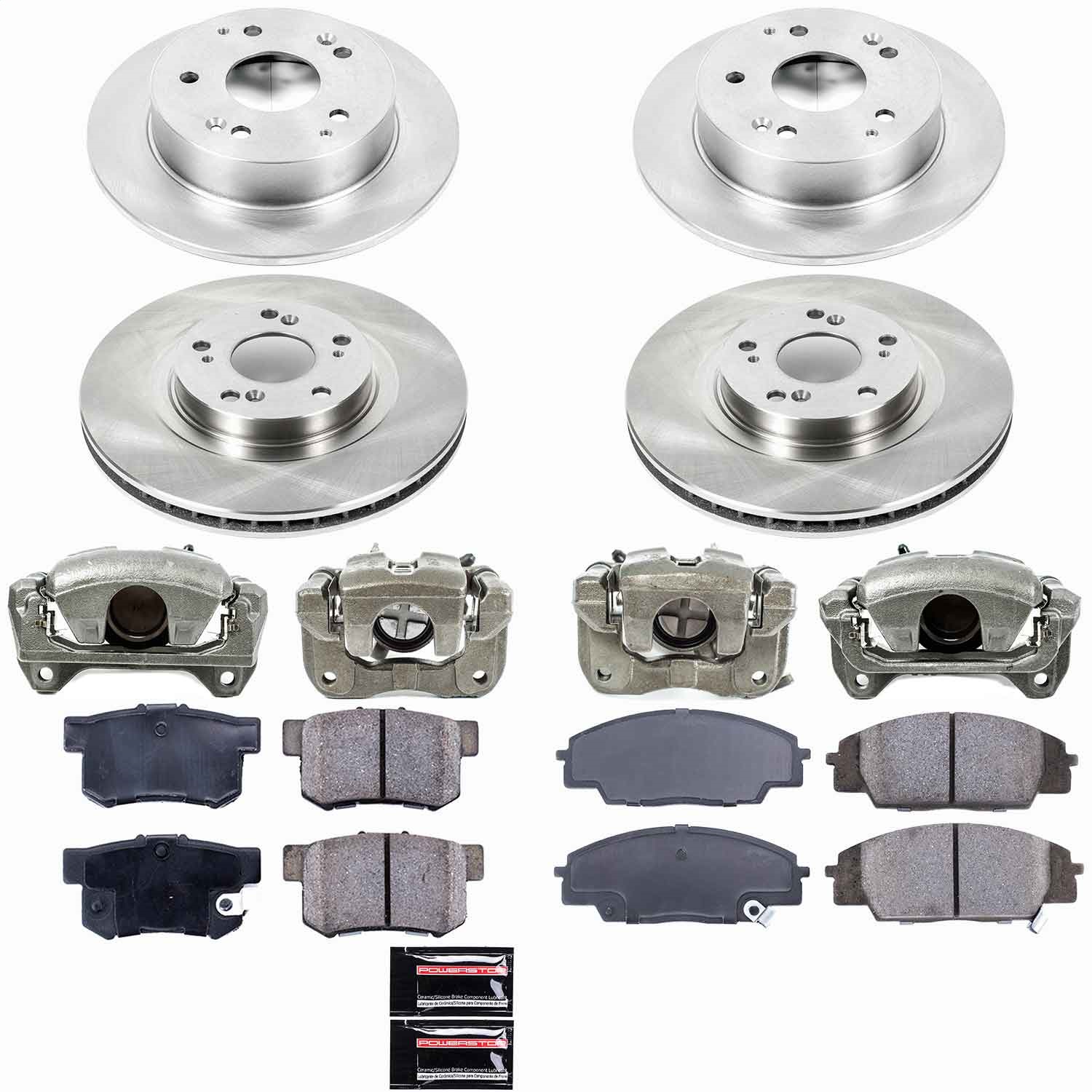 Power Stop - KCOE2441 - Front and Rear - Disc Brake Pad/Caliper and Rotor Kit