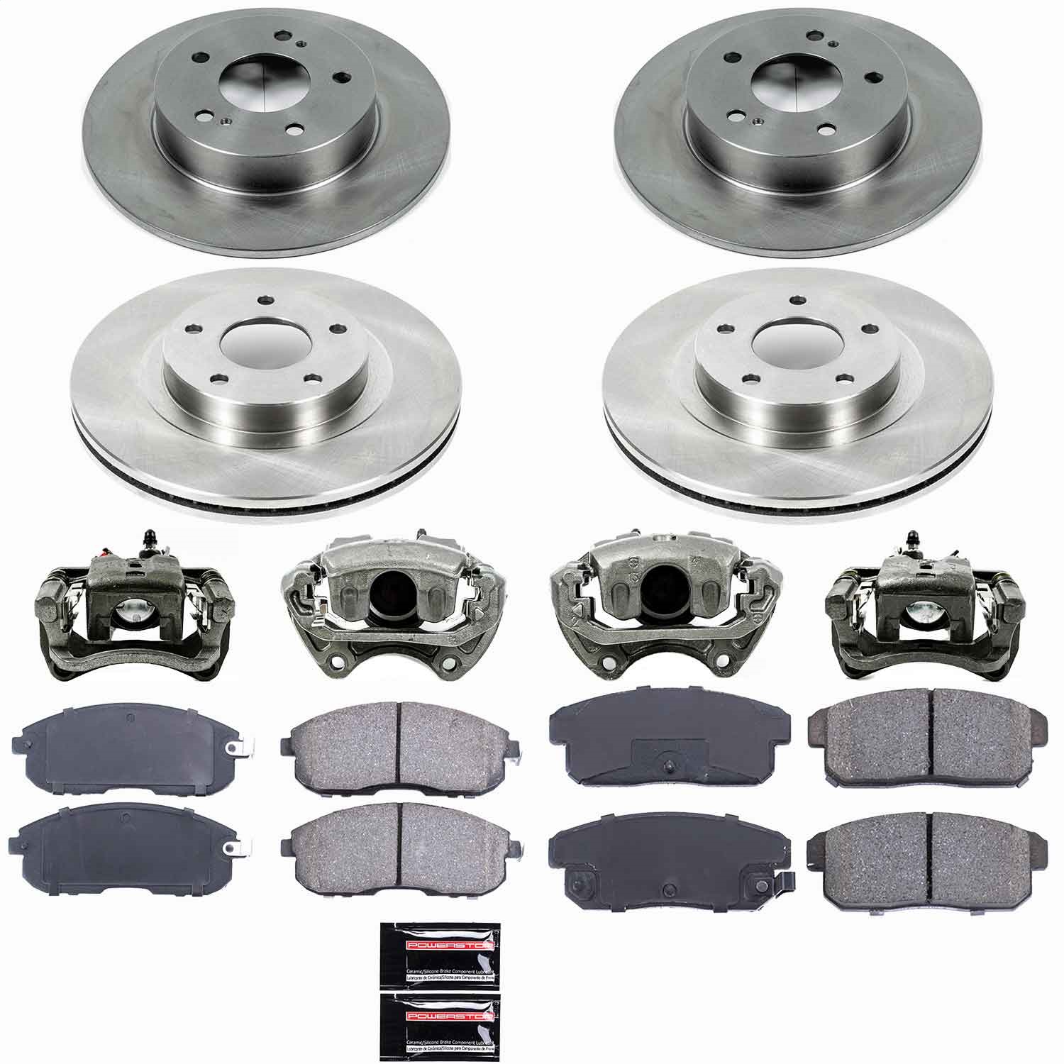 Power Stop - KCOE2706 - Front and Rear - Disc Brake Pad/Caliper and Rotor Kit