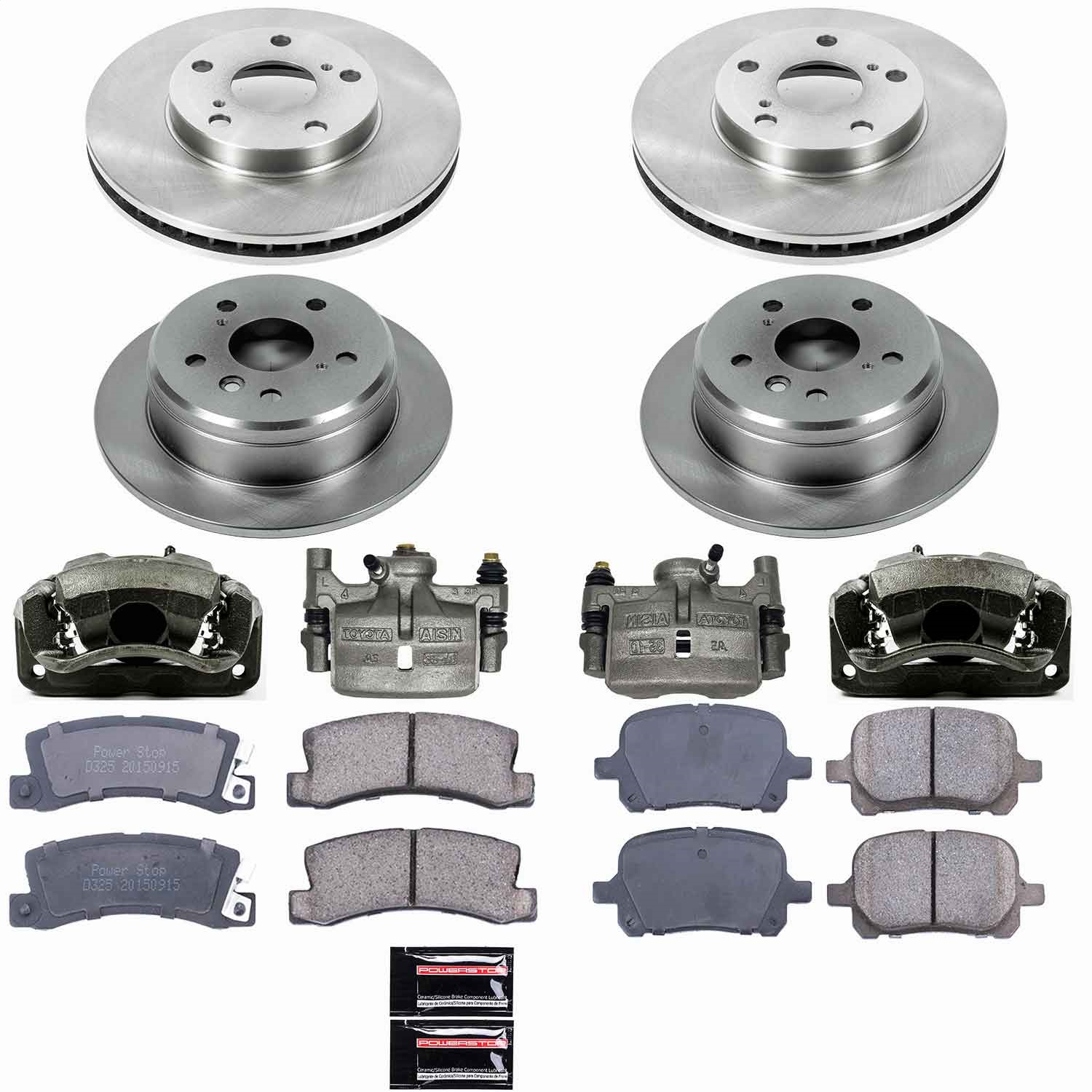 Power Stop - KCOE2713 - Front and Rear - Disc Brake Pad/Caliper and Rotor Kit