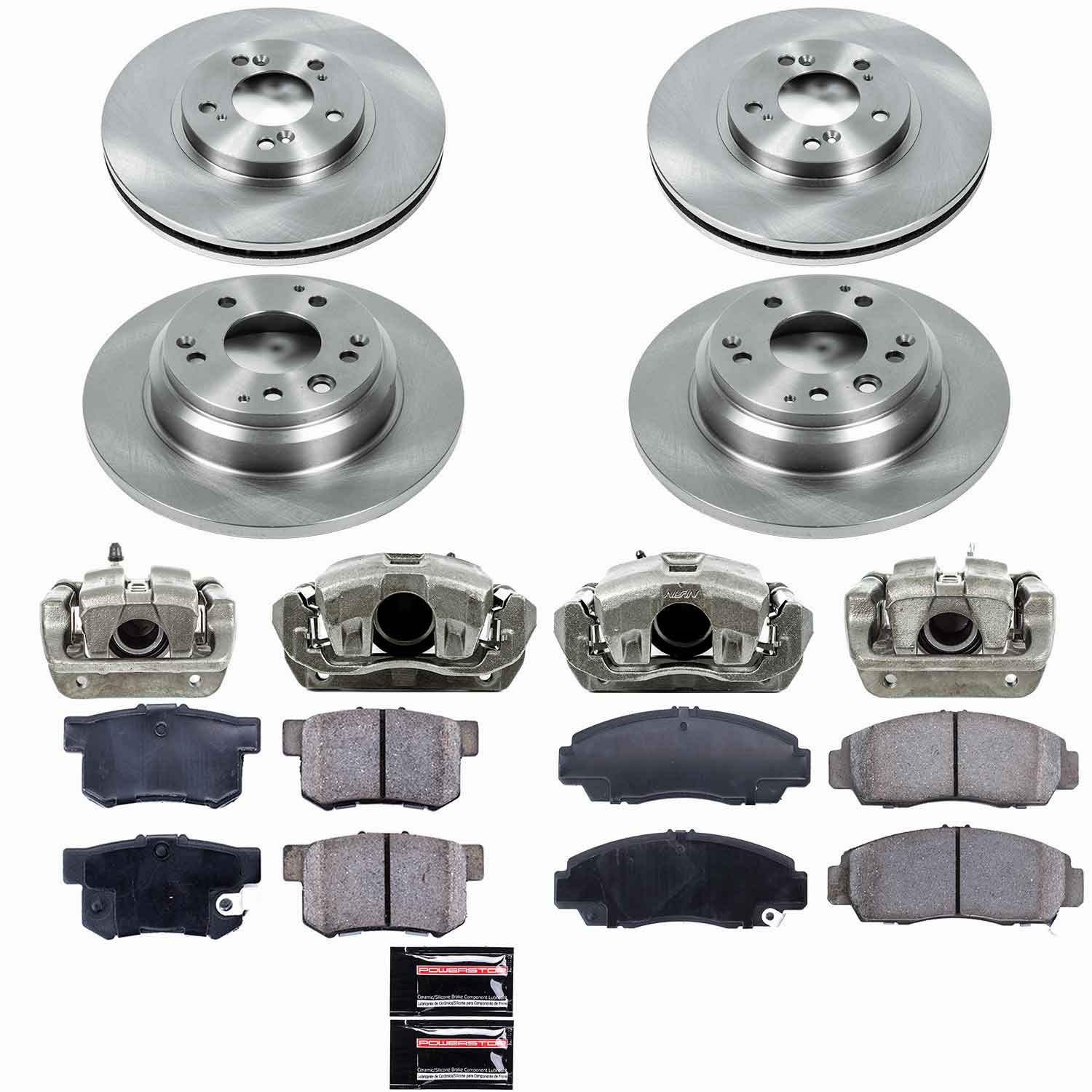 Power Stop - KCOE2715 - Front and Rear - Disc Brake Pad/Caliper and Rotor Kit