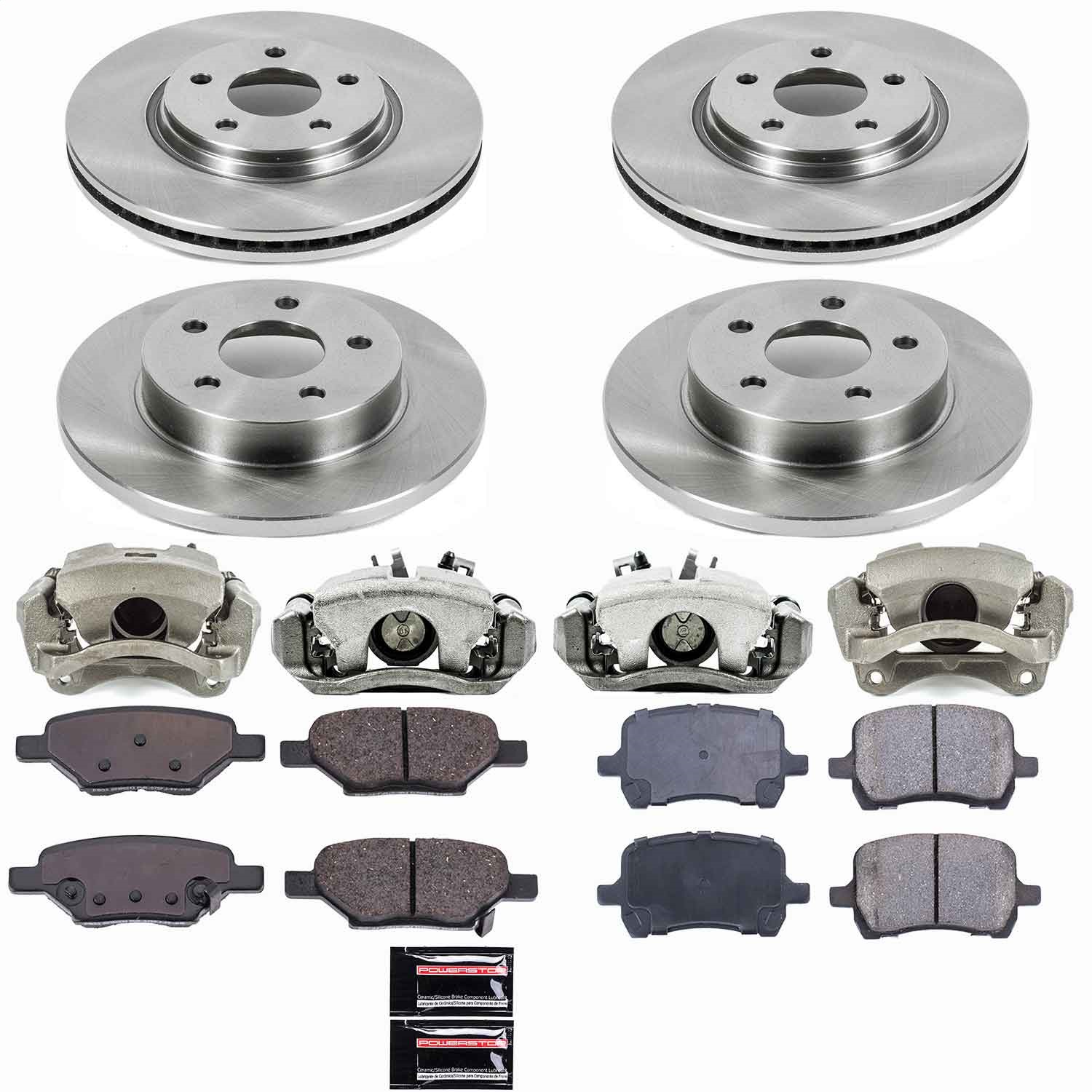 Power Stop - KCOE2731 - Front and Rear - Disc Brake Pad/Caliper and Rotor Kit