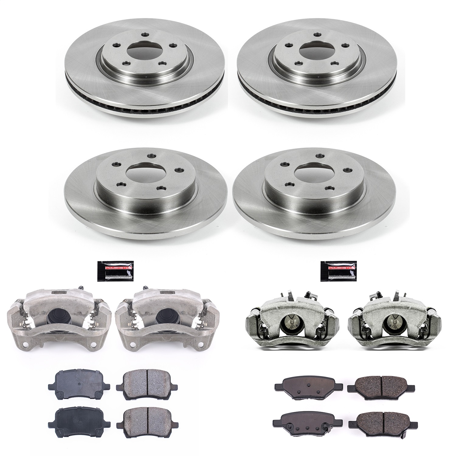 Power Stop - KCOE2731B - Front and Rear - Disc Brake Pad/Caliper and Rotor Kit