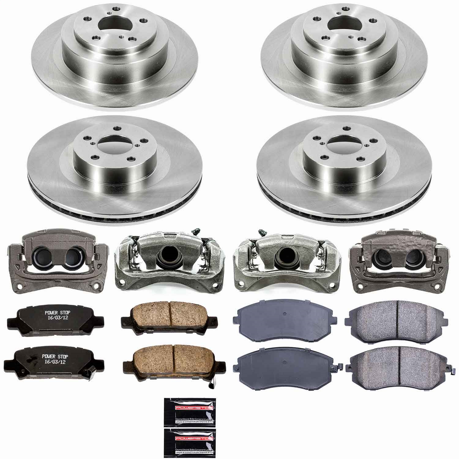 Power Stop - KCOE2751 - Front and Rear - Disc Brake Pad/Caliper and Rotor Kit