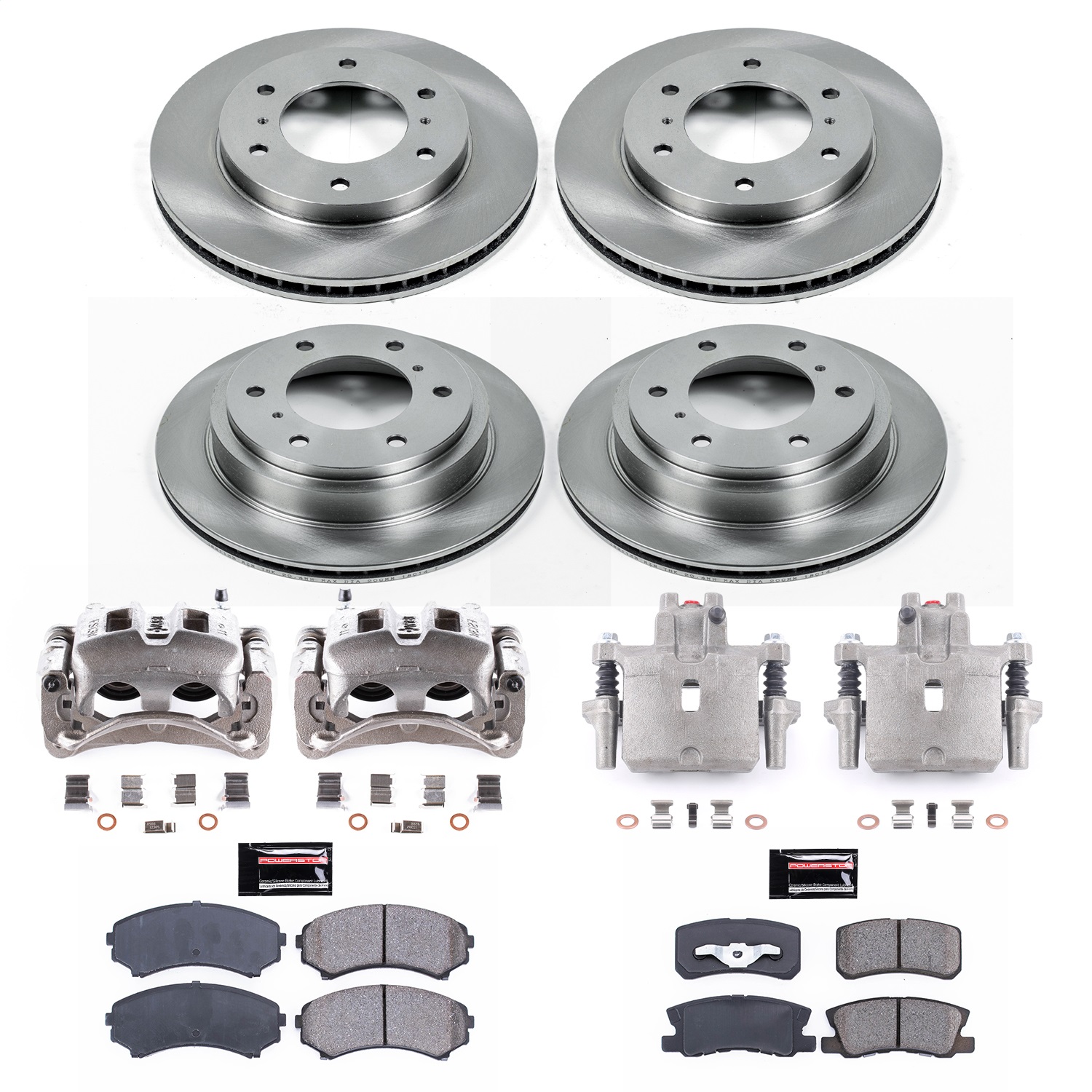 Power Stop - KCOE2755 - Front and Rear - Disc Brake Pad/Caliper and Rotor Kit