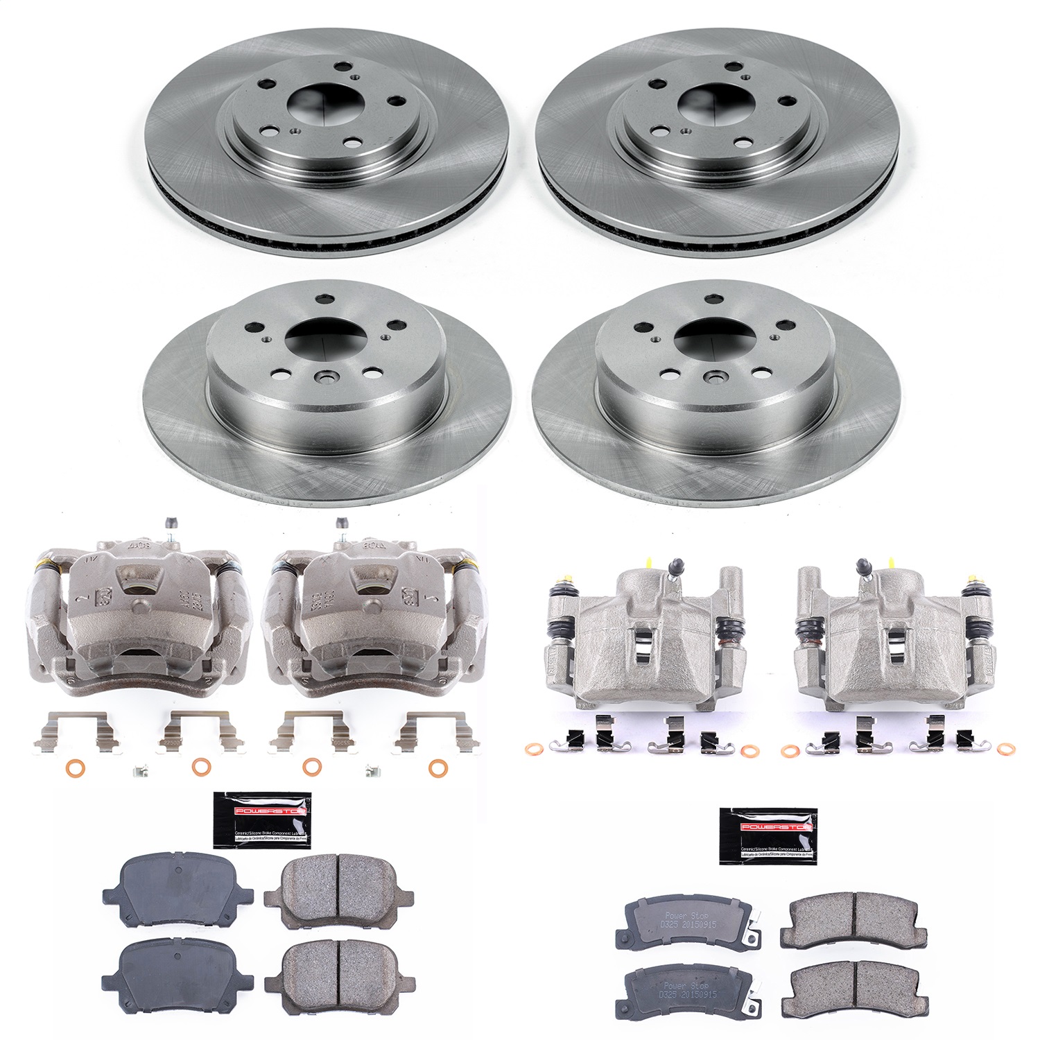 Power Stop - KCOE2774 - Front and Rear - Disc Brake Pad/Caliper and Rotor Kit