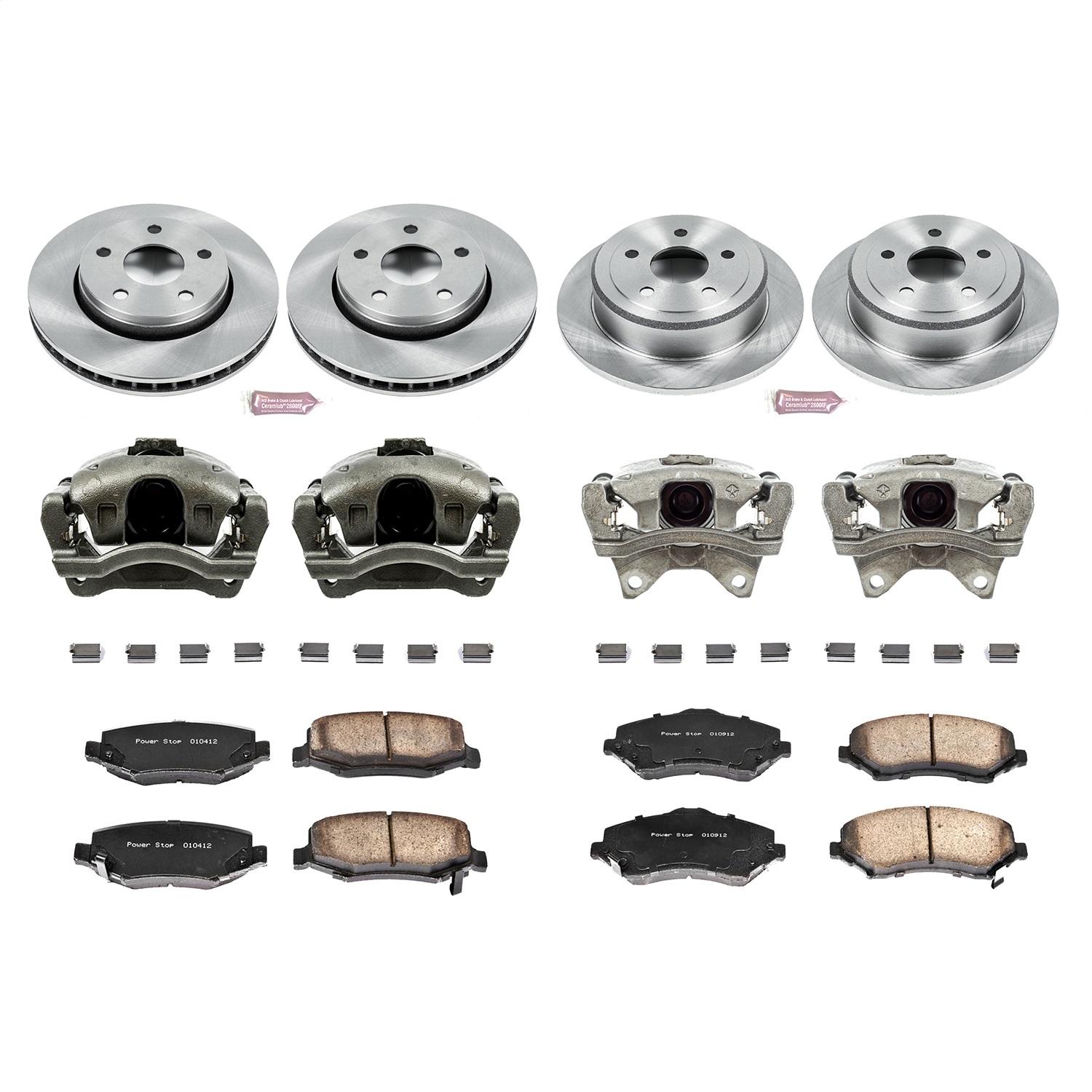 Power Stop - KCOE2798 - Front and Rear - Disc Brake Pad/Caliper and Rotor Kit