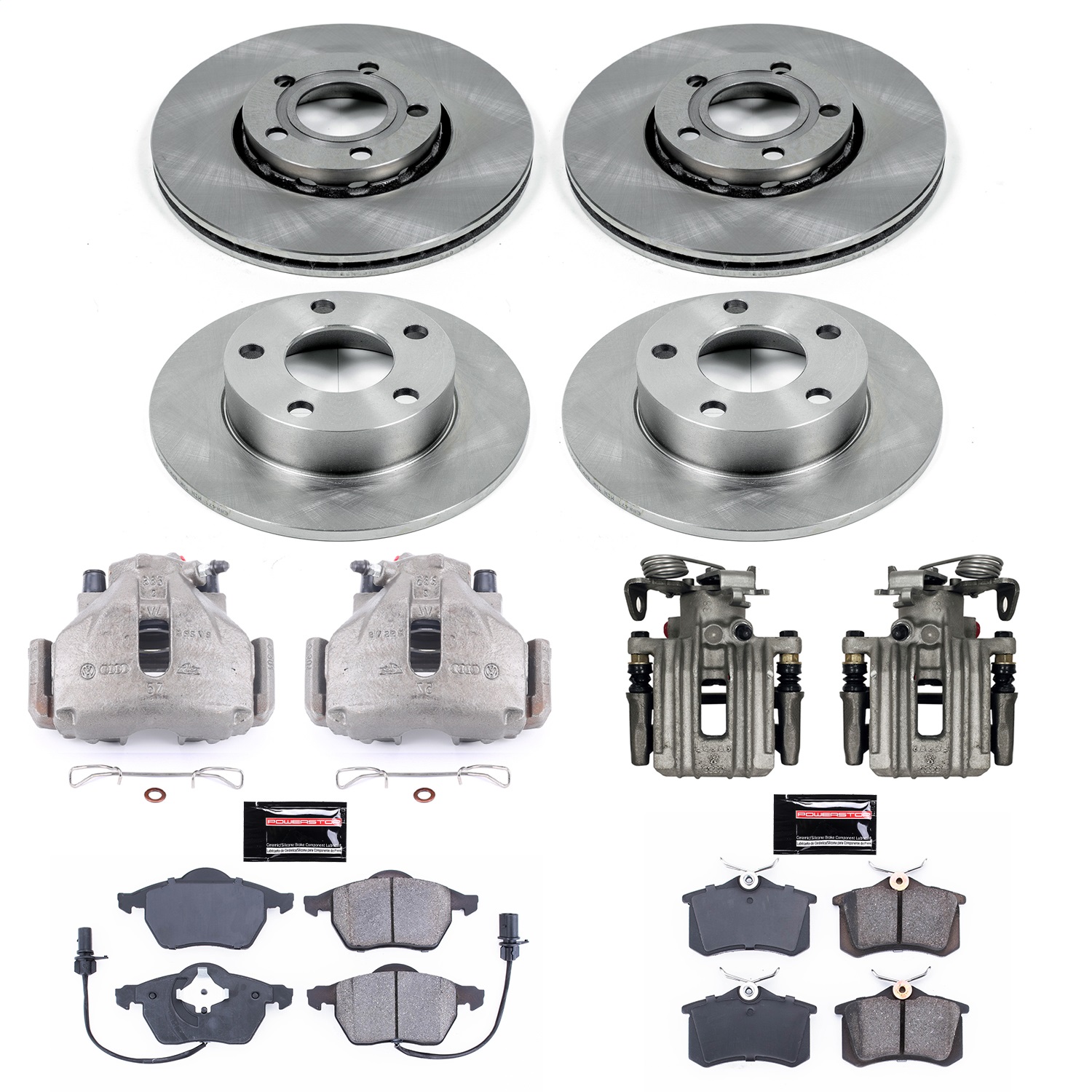 Power Stop - KCOE2800 - Front and Rear - Disc Brake Pad/Caliper and Rotor Kit
