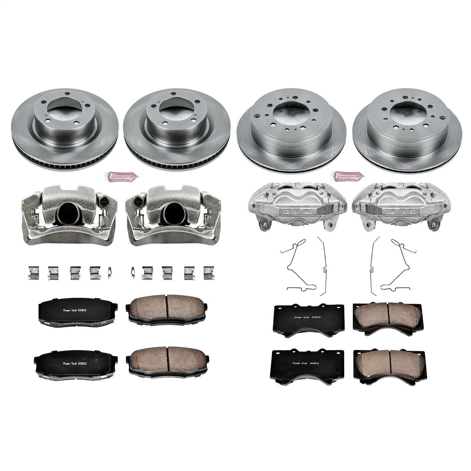 Power Stop - KCOE2813A - Front and Rear - Disc Brake Pad/Caliper and Rotor Kit