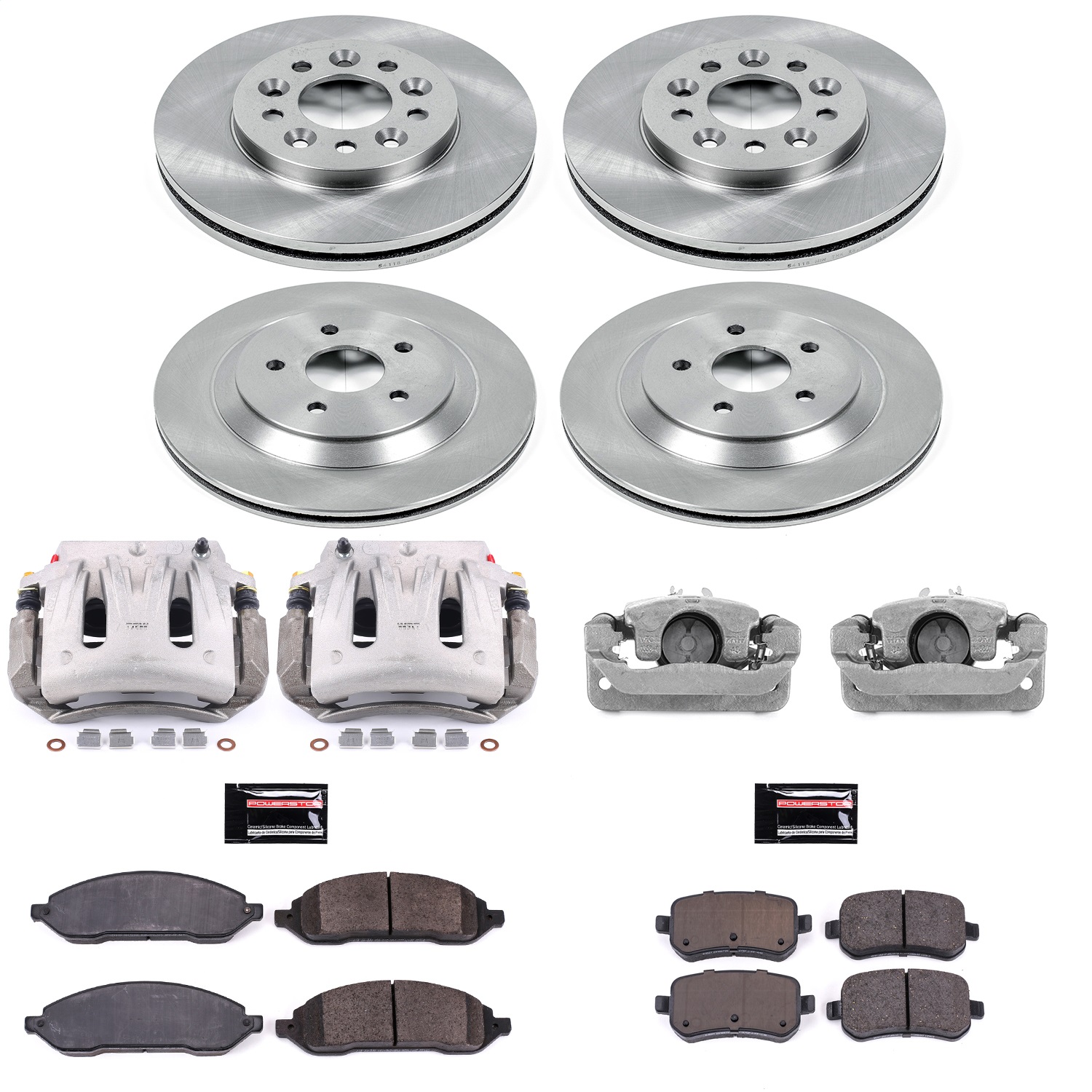 Power Stop - KCOE2828 - Front and Rear - Disc Brake Pad/Caliper and Rotor Kit