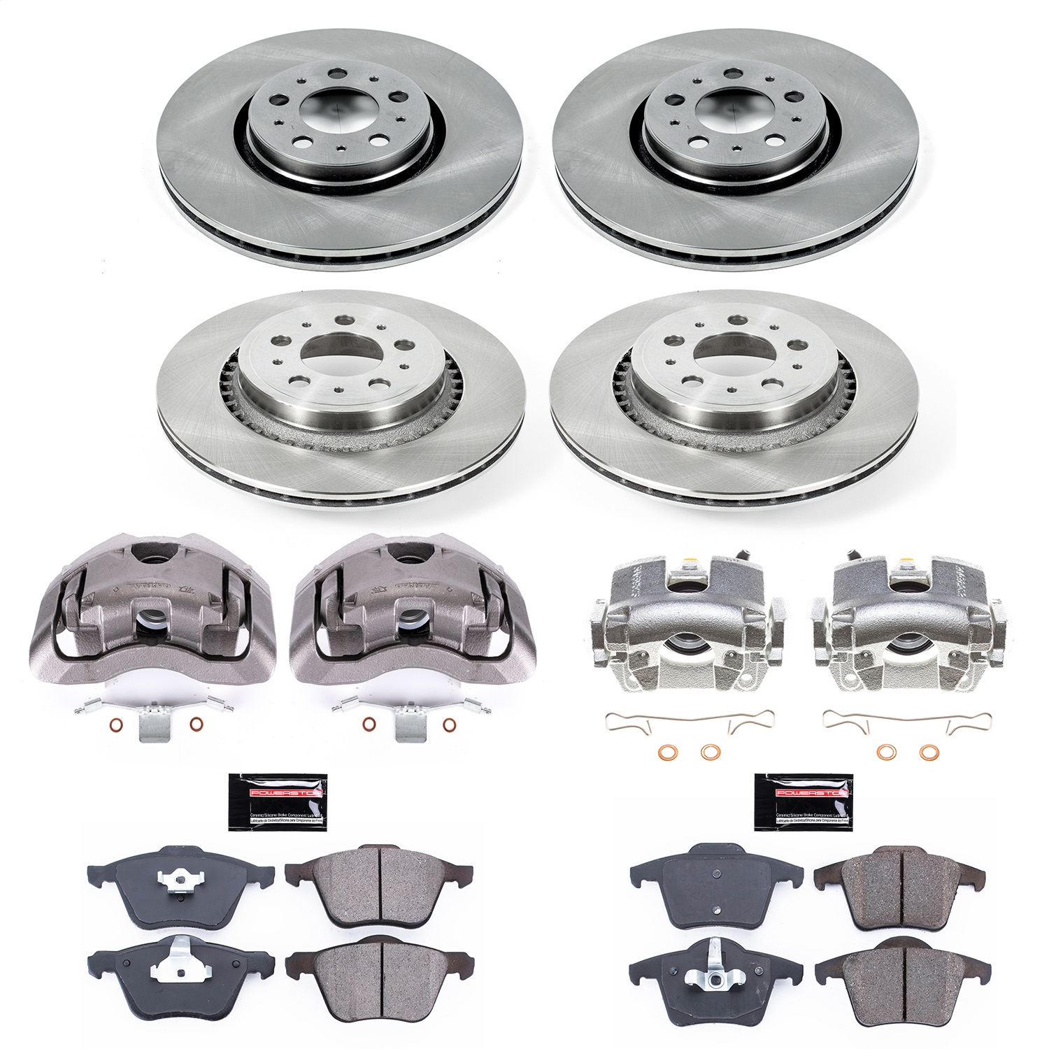 Power Stop - KCOE2835 - Front and Rear - Disc Brake Pad/Caliper and Rotor Kit