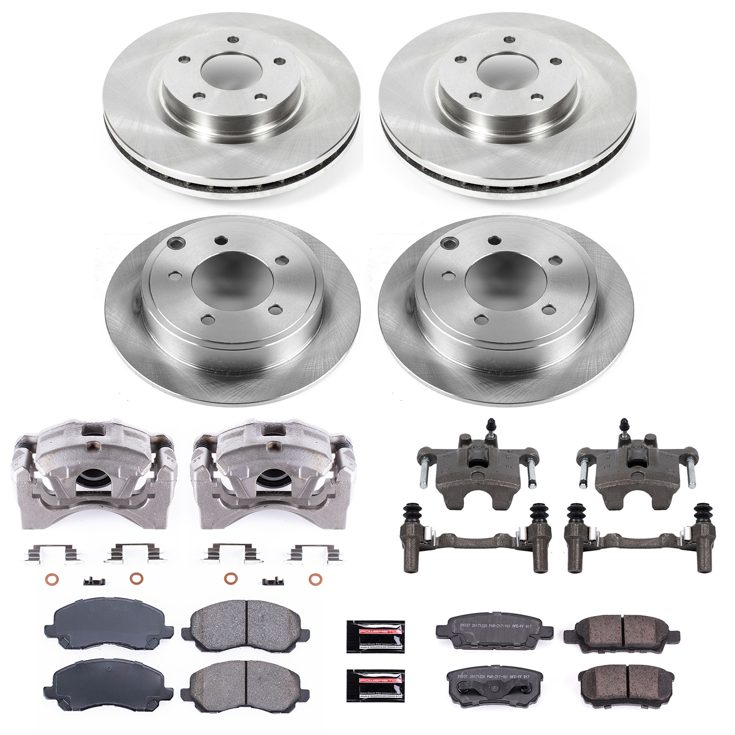 Power Stop - KCOE2840 - Front and Rear - Disc Brake Pad/Caliper and Rotor Kit