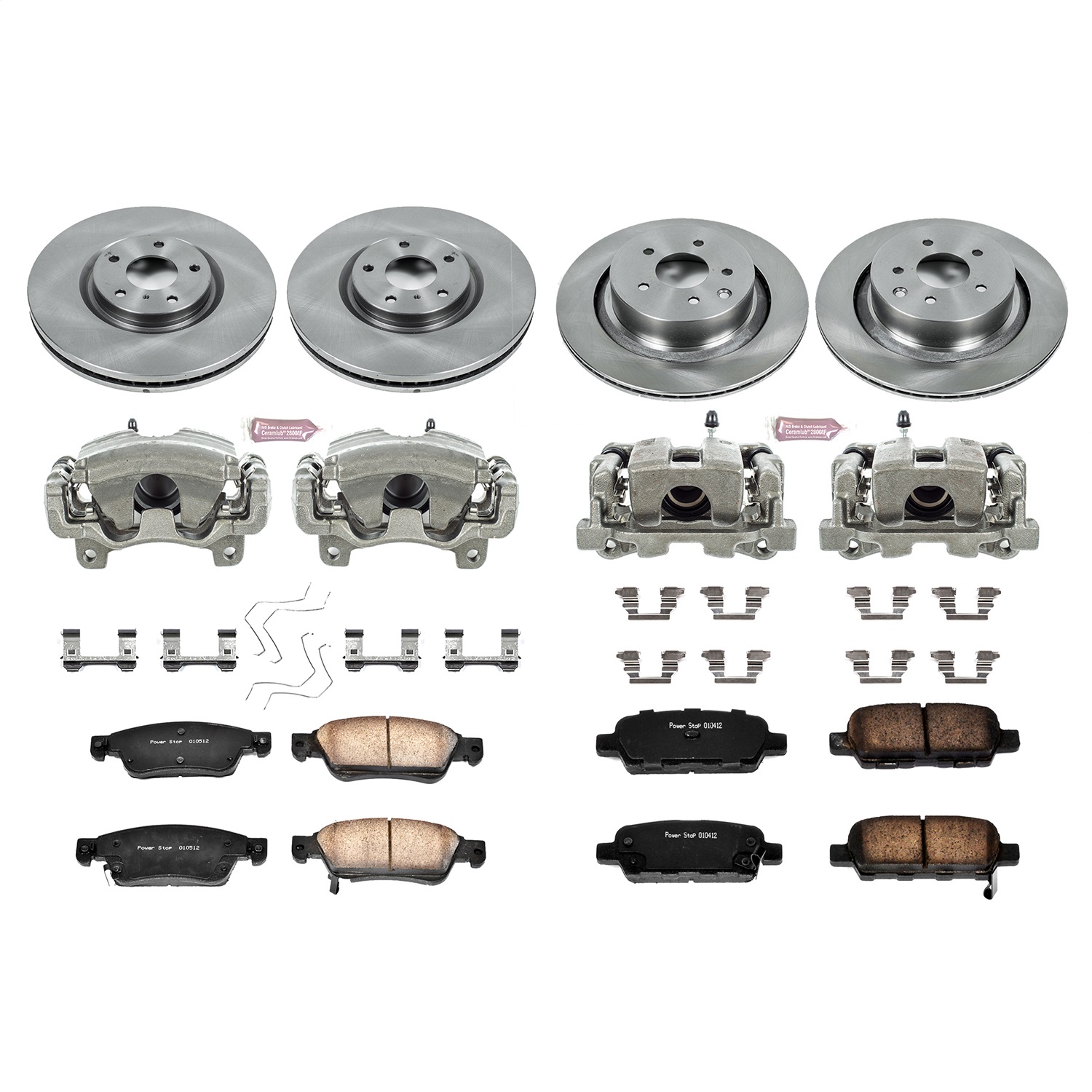 Power Stop - KCOE2862 - Front and Rear - Disc Brake Pad/Caliper and Rotor Kit