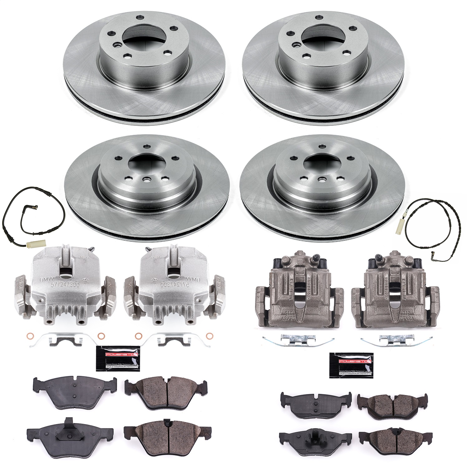 Power Stop - KCOE2890 - Front and Rear - Disc Brake Pad/Caliper and Rotor Kit
