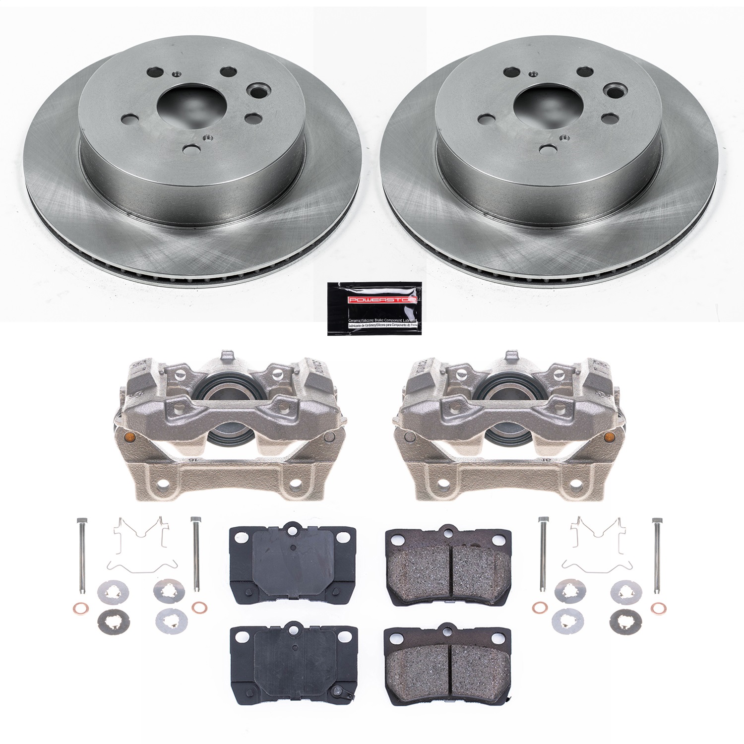 Power Stop - KCOE2977 - Rear - Disc Brake Pad/Caliper and Rotor Kit