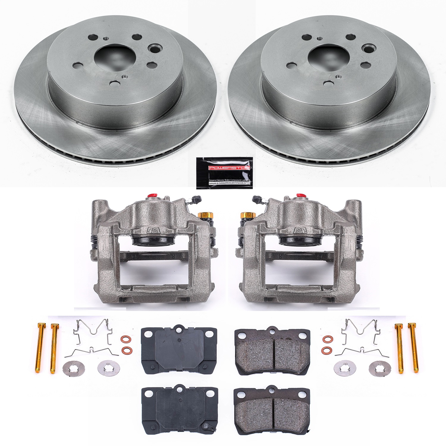 Power Stop - KCOE2977A - Rear - Disc Brake Pad/Caliper and Rotor Kit