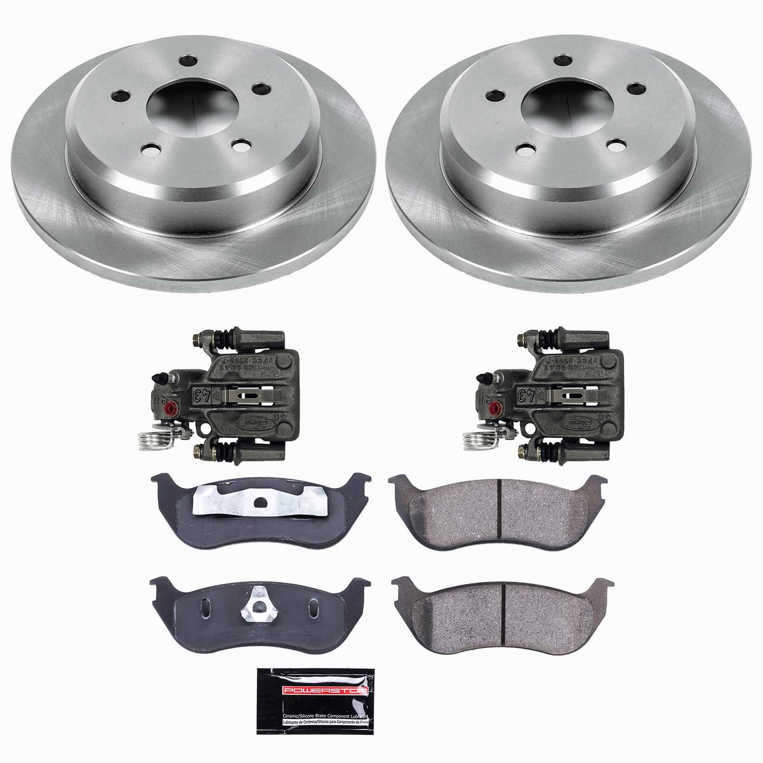 Power Stop - KCOE2984 - Rear - Disc Brake Pad/Caliper and Rotor Kit