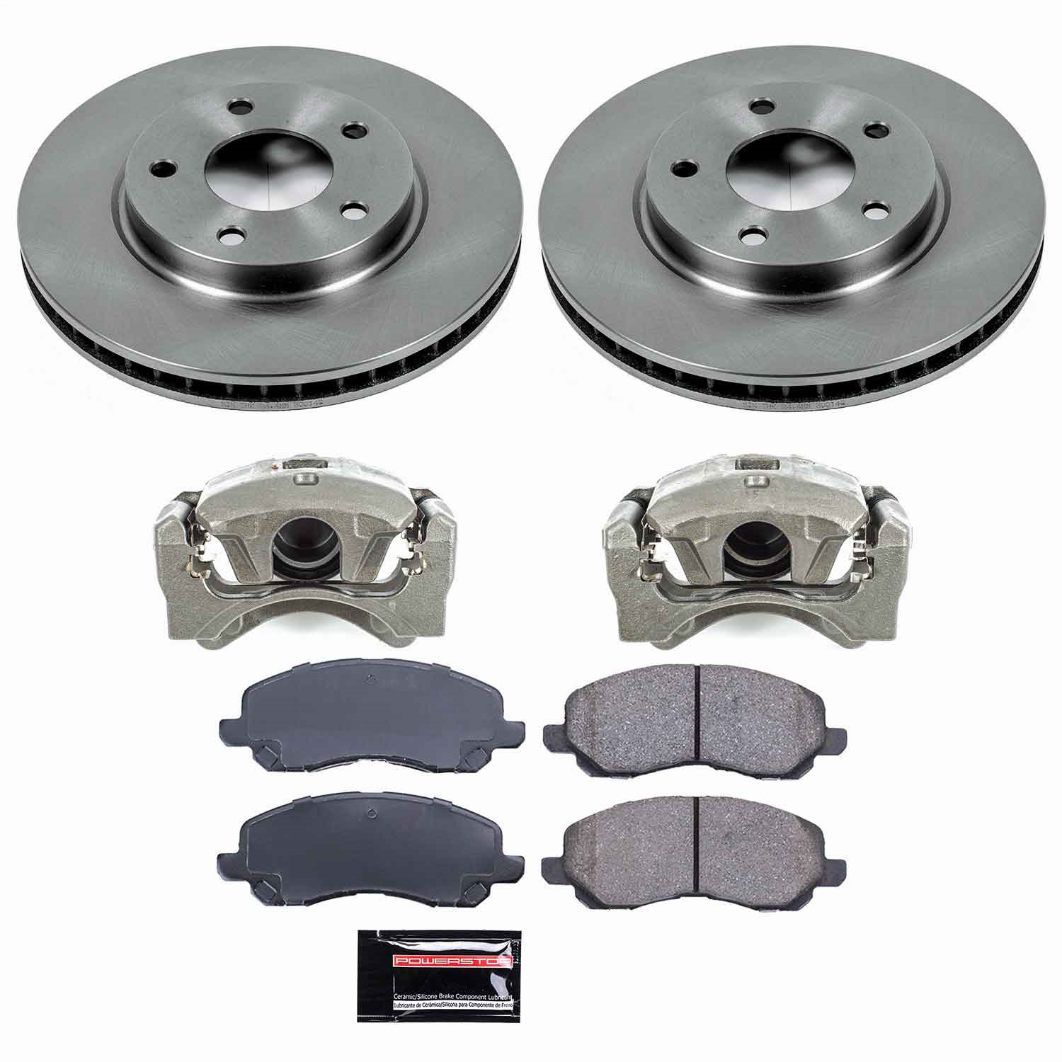 Power Stop - KCOE2992 - Front - Disc Brake Pad/Caliper and Rotor Kit