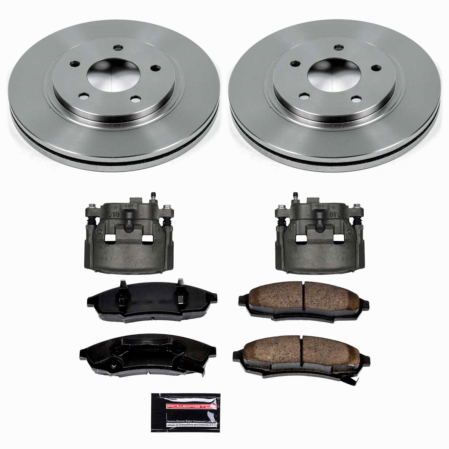 Power Stop - KCOE3018 - Front - Disc Brake Pad/Caliper and Rotor Kit