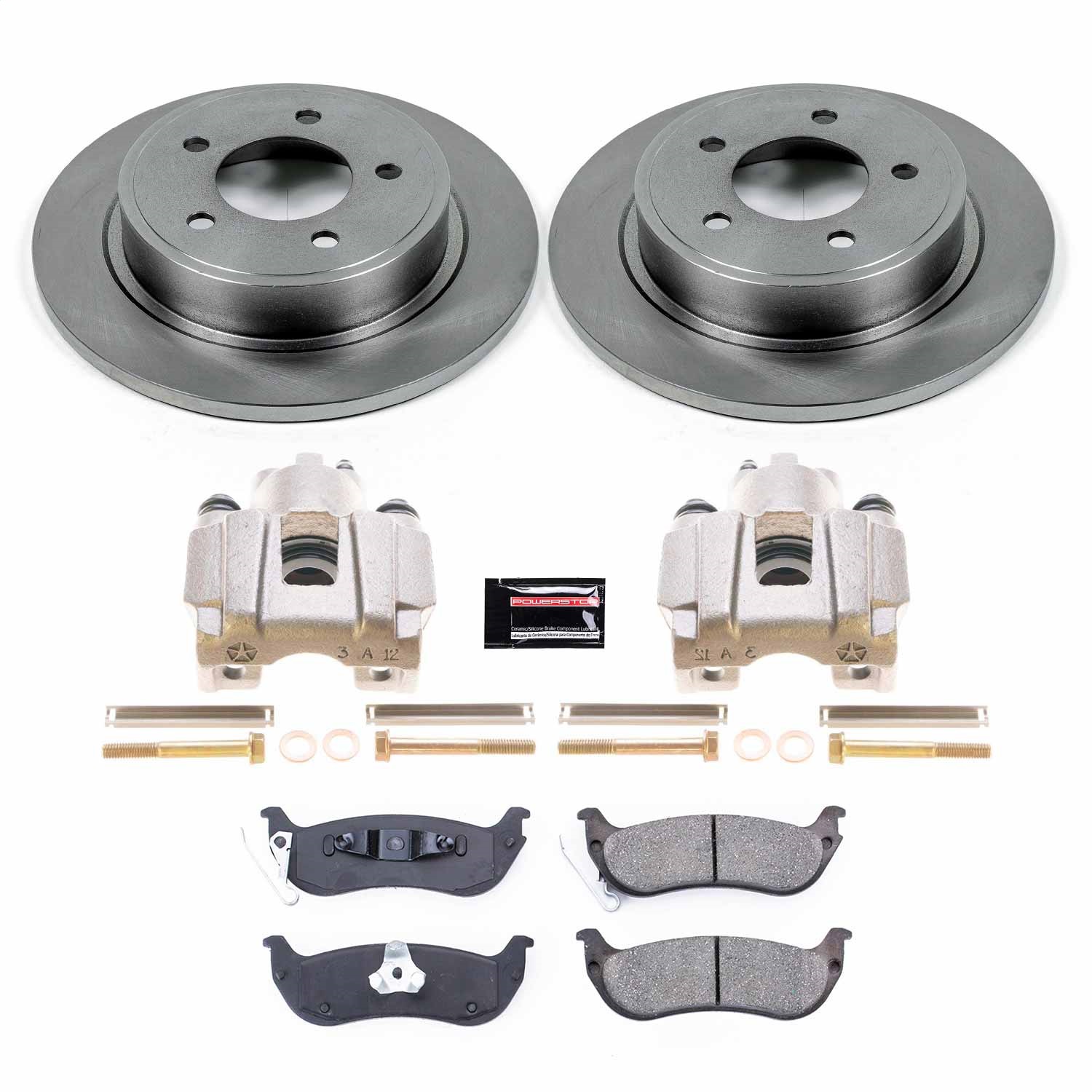 Power Stop - KCOE3020 - Rear - Disc Brake Pad/Caliper and Rotor Kit