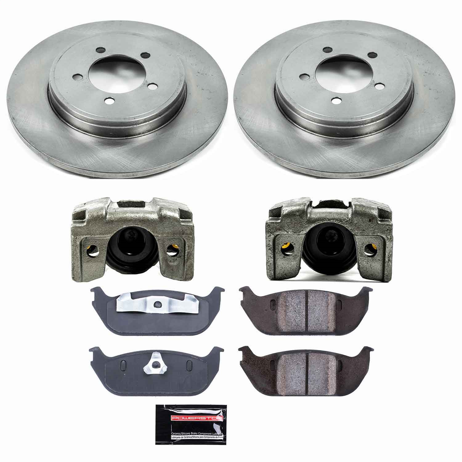 Power Stop - KCOE3025 - Rear - Disc Brake Pad/Caliper and Rotor Kit
