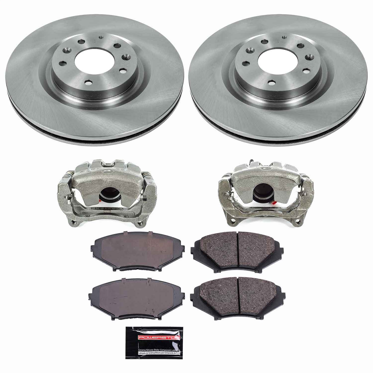 Power Stop - KCOE3026 - Front - Disc Brake Pad/Caliper and Rotor Kit