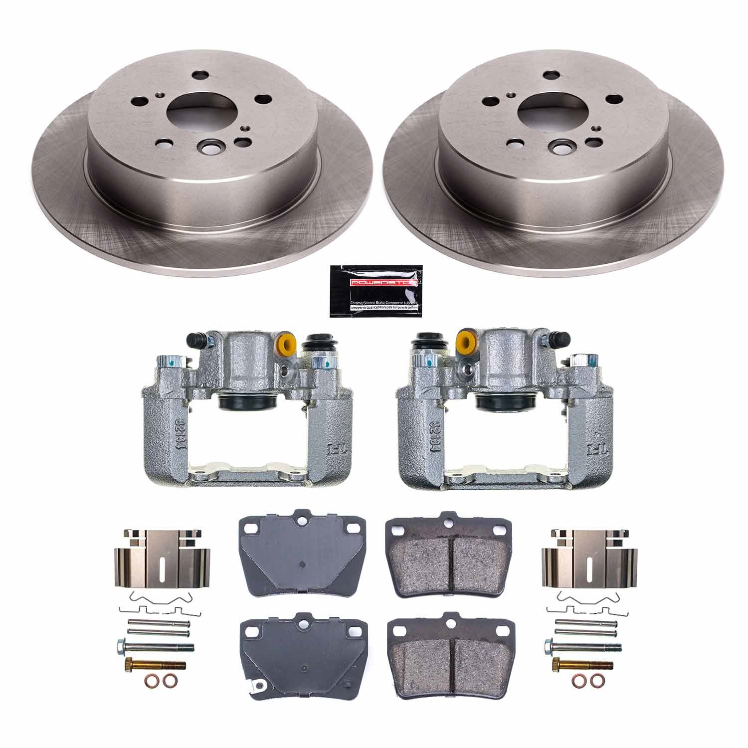 Power Stop - KCOE3028 - Rear - Disc Brake Pad/Caliper and Rotor Kit