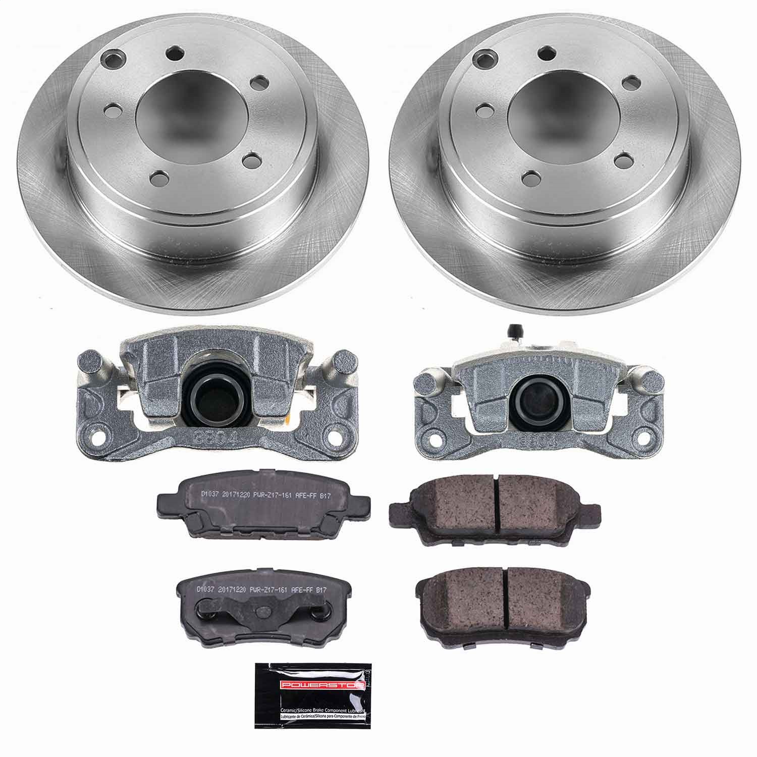 Power Stop - KCOE3033 - Rear - Disc Brake Pad/Caliper and Rotor Kit