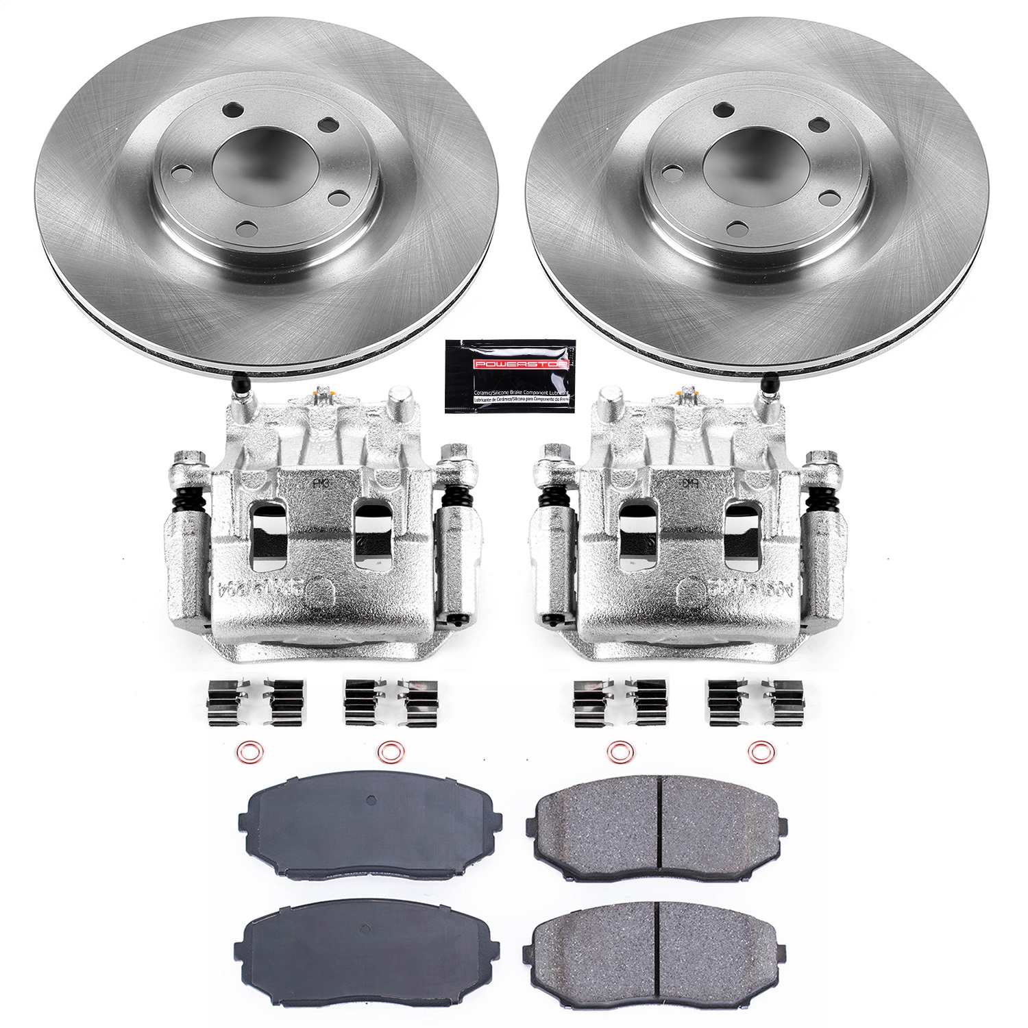 Power Stop - KCOE3057 - Front - Disc Brake Pad/Caliper and Rotor Kit