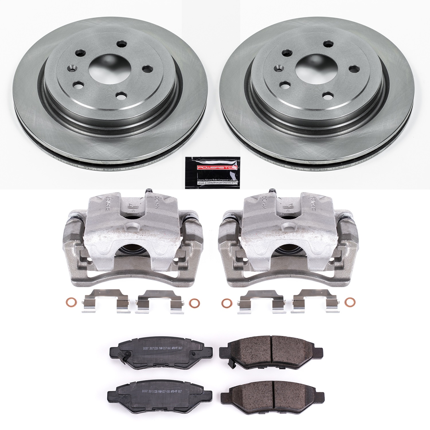 Power Stop - KCOE3072B - Rear - Disc Brake Pad/Caliper and Rotor Kit