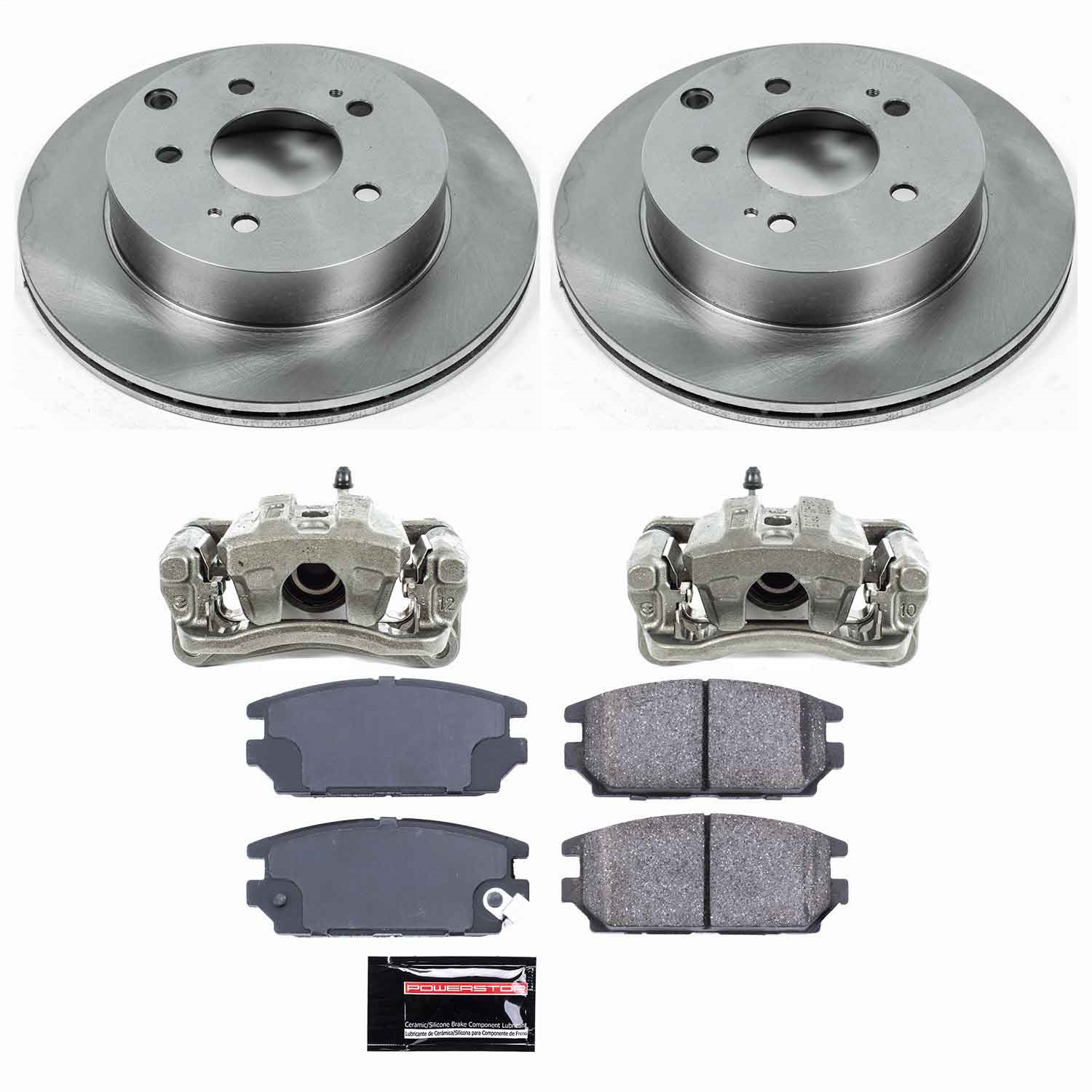 Power Stop - KCOE3079 - Rear - Disc Brake Pad/Caliper and Rotor Kit