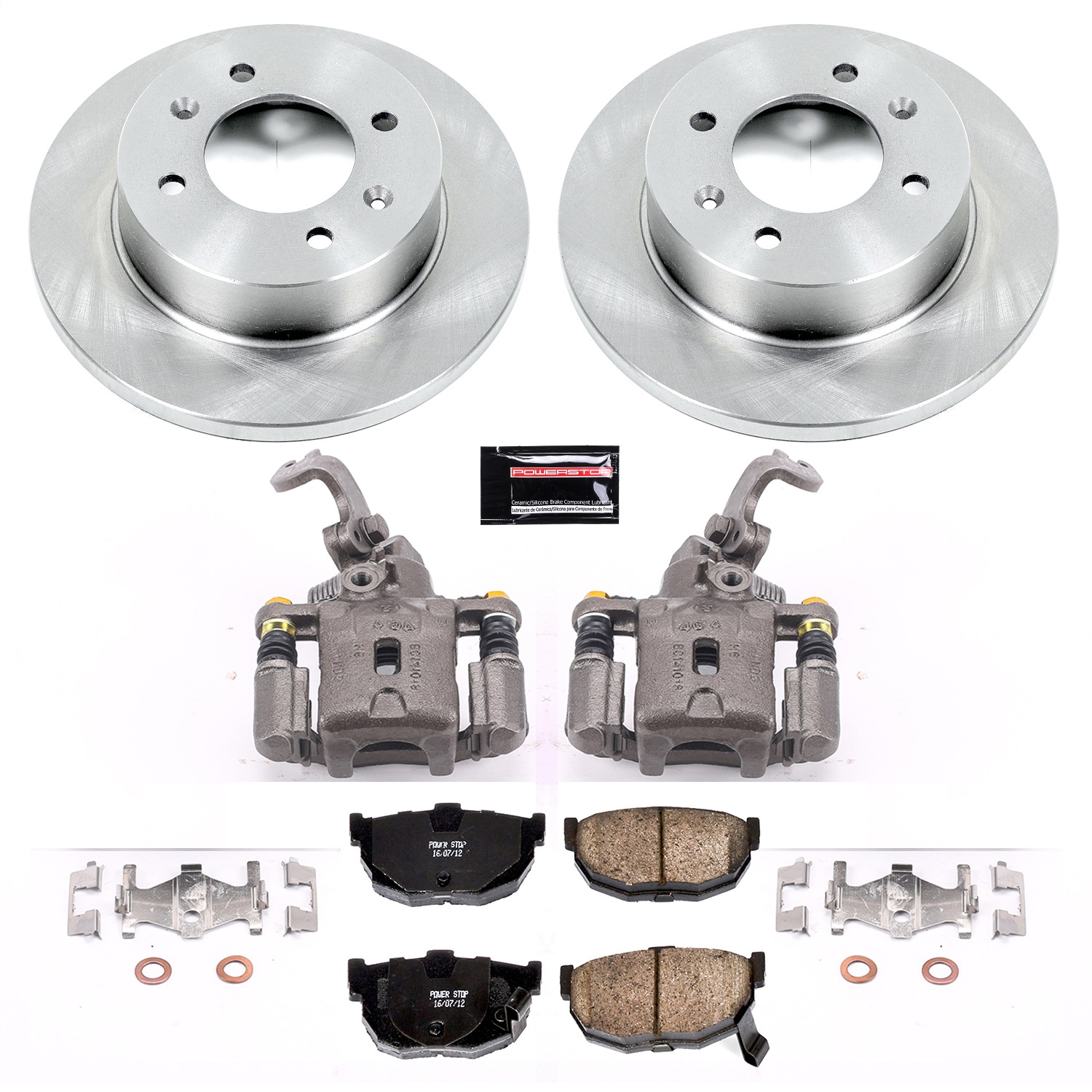 Power Stop - KCOE3106 - Rear - Disc Brake Pad/Caliper and Rotor Kit