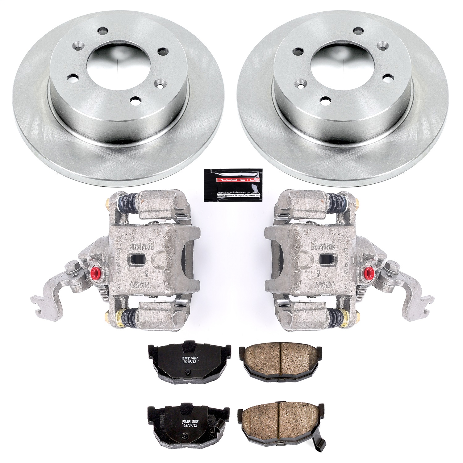 Power Stop - KCOE3106B - Rear - Disc Brake Pad/Caliper and Rotor Kit