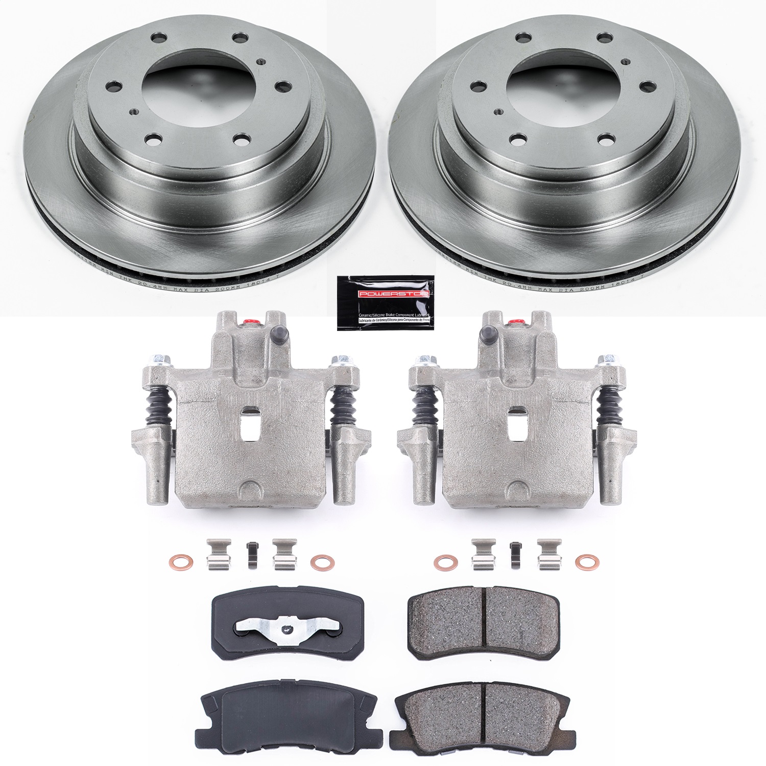 Power Stop - KCOE3119 - Rear - Disc Brake Pad/Caliper and Rotor Kit
