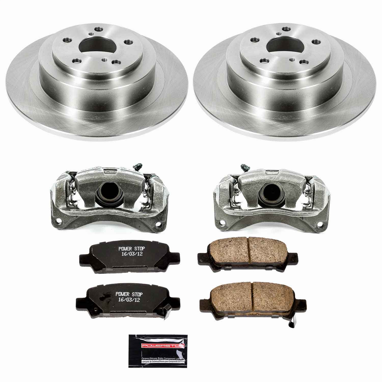 Power Stop - KCOE3124 - Rear - Disc Brake Pad/Caliper and Rotor Kit