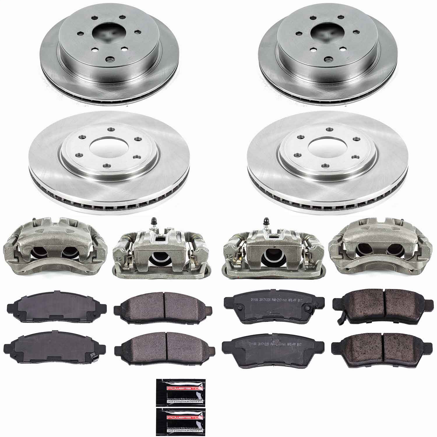 Power Stop - KCOE4063 - Front and Rear - Disc Brake Pad/Caliper and Rotor Kit